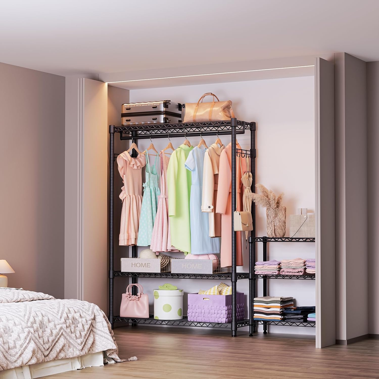 IZEUK 3 Tier Heavy Duty Garment Rack Wire Clothes Rack for Hanging Clothes, Metal Freestanding