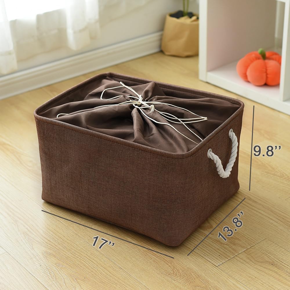 TheWarmHome Organization and Storage Basket for Organizing - 17x14x10 inch 3 Pack Fabric Storage