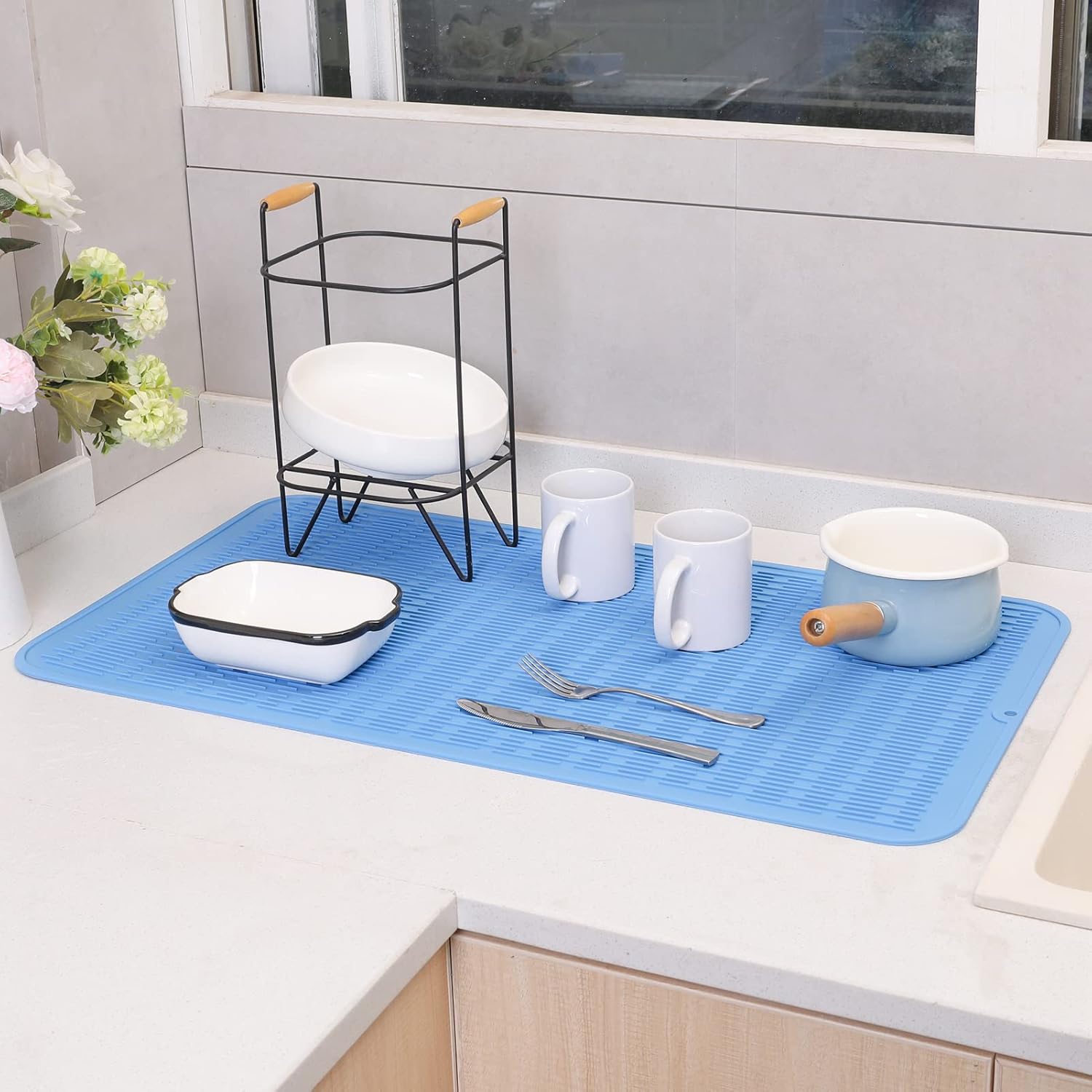 Silicone Dish Drying Mat for Multiple Usage,Easy clean,Eco-friendly,Heat-resistant Silicone Mat for
