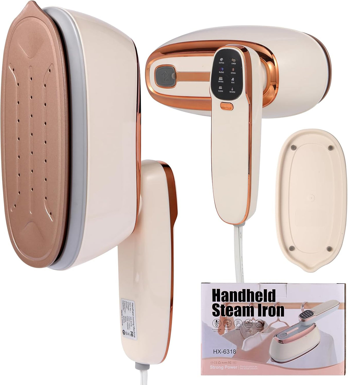 Handheld Garment Steamer 1500W – Large Ironing Panel, 20s Fast Heat-Up, 17 Steam Vents, 8 Fabric