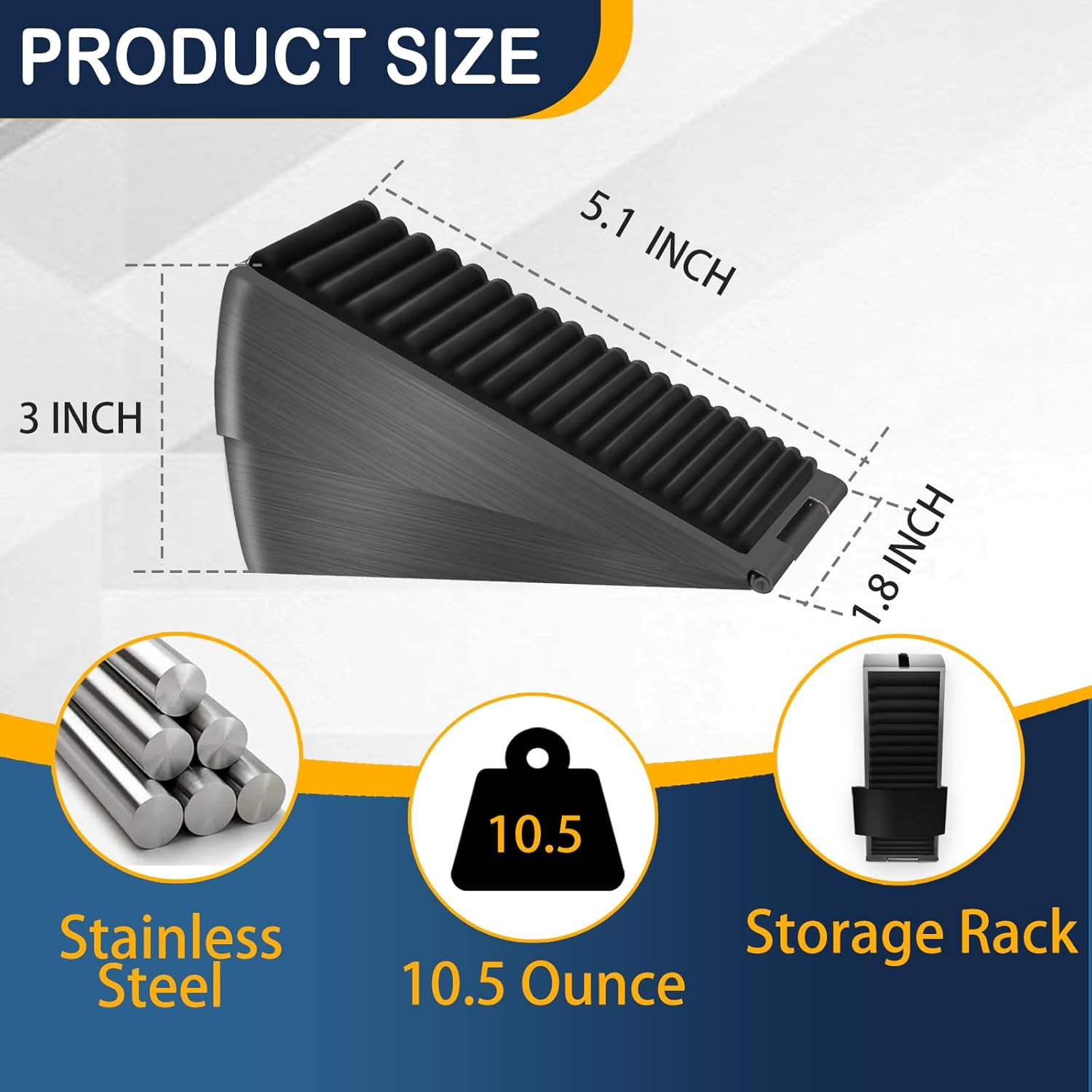Heavy Duty Door Stopper Adjustable Spring Large Stoppers Wedge, Tall up to 3 Inches Doorstop