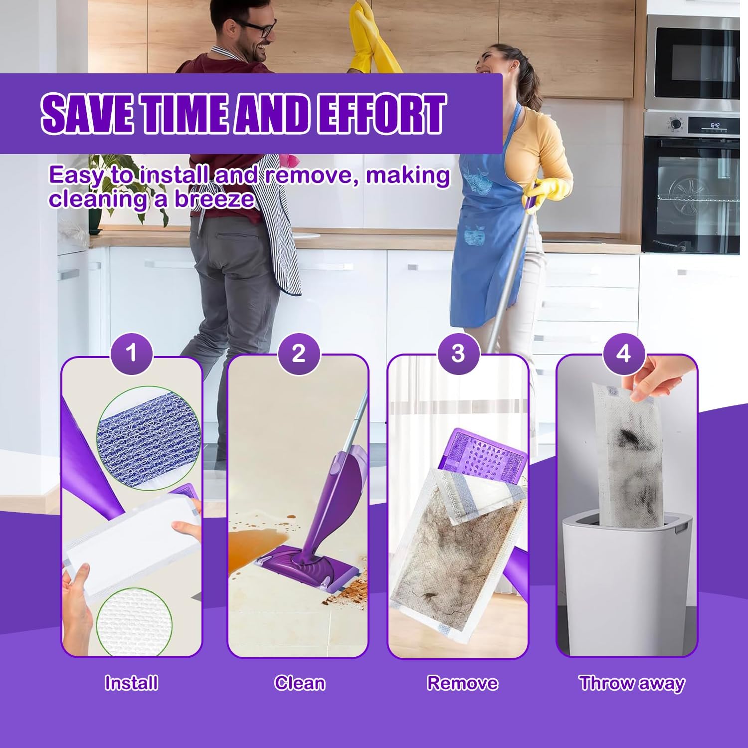Mop Pad Refills Compatible with Swiffer WetJet Spray Mop, Wet Jet Mopping Pads for All Purpose