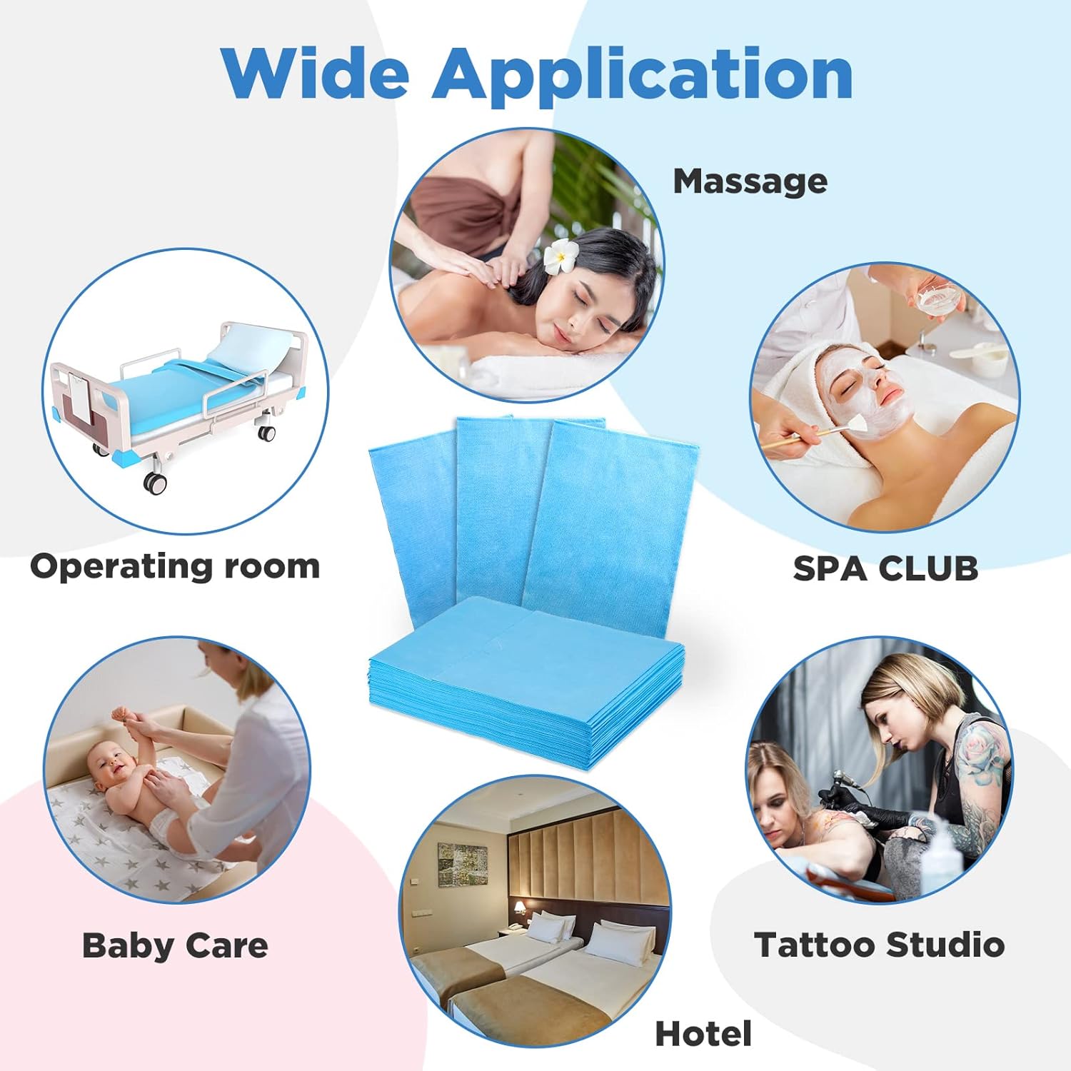 Tegeme 150 Pieces Disposable Massage Table Sheets 31" x 70" Waterproof Bed Sheets Non Woven Bed
