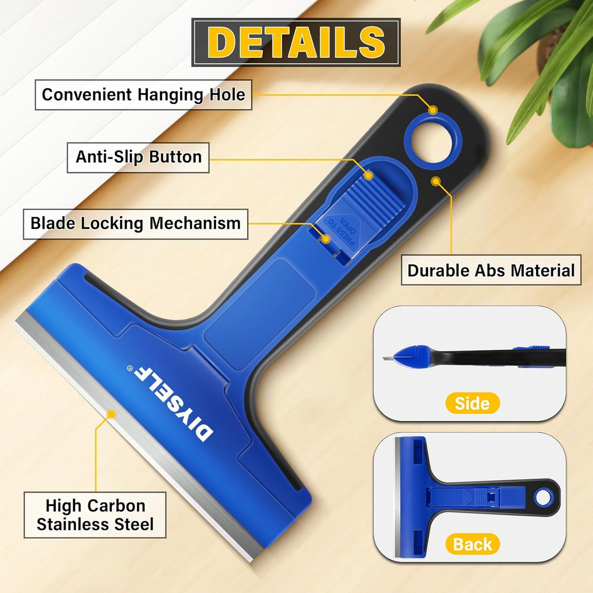 DIYSELF 1 Pack Razor Blade Scraper with 10 Extra Razor Blades, Scraper Tool, Glass Scraper for