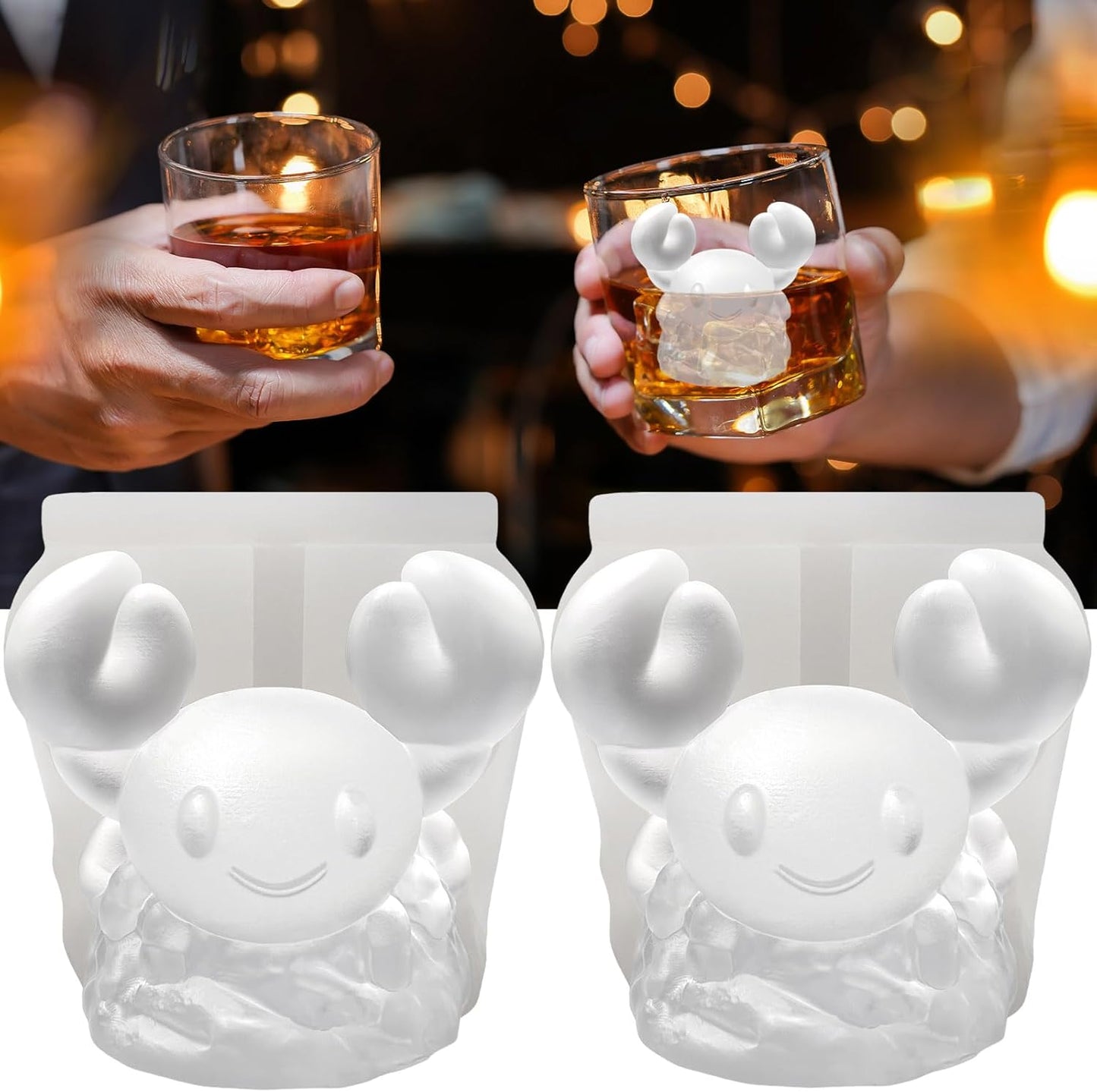 3D Crab Ice Cube Silicone Molds Tray for Whiskey, Cocktail, Drink Decor, Bar; Rich Details. Cute