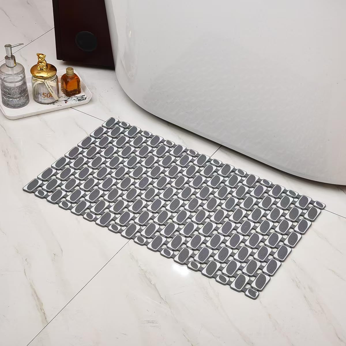 Bathtub Mats Non Slip for Bathroom with Suction Cups and Drain Holes 27.6 * 15.7 Inch Shower Mat
