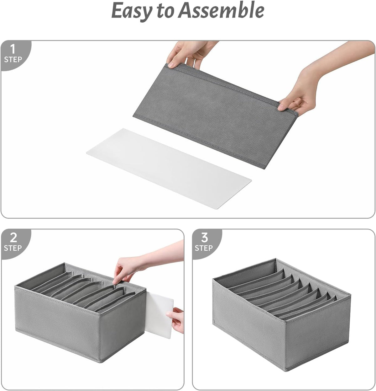 Coorganisers4 Packs T-shirt Drawer Organizers for Clothing,8 Grids Compartment Wardrobe Storage