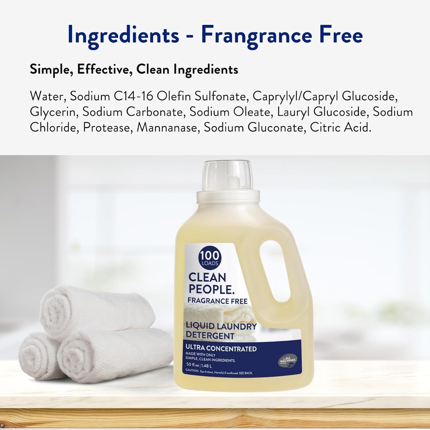 The Clean People Liquid Laundry Detergent - Recyclable Packaging, Stain Fighting - Ultra
