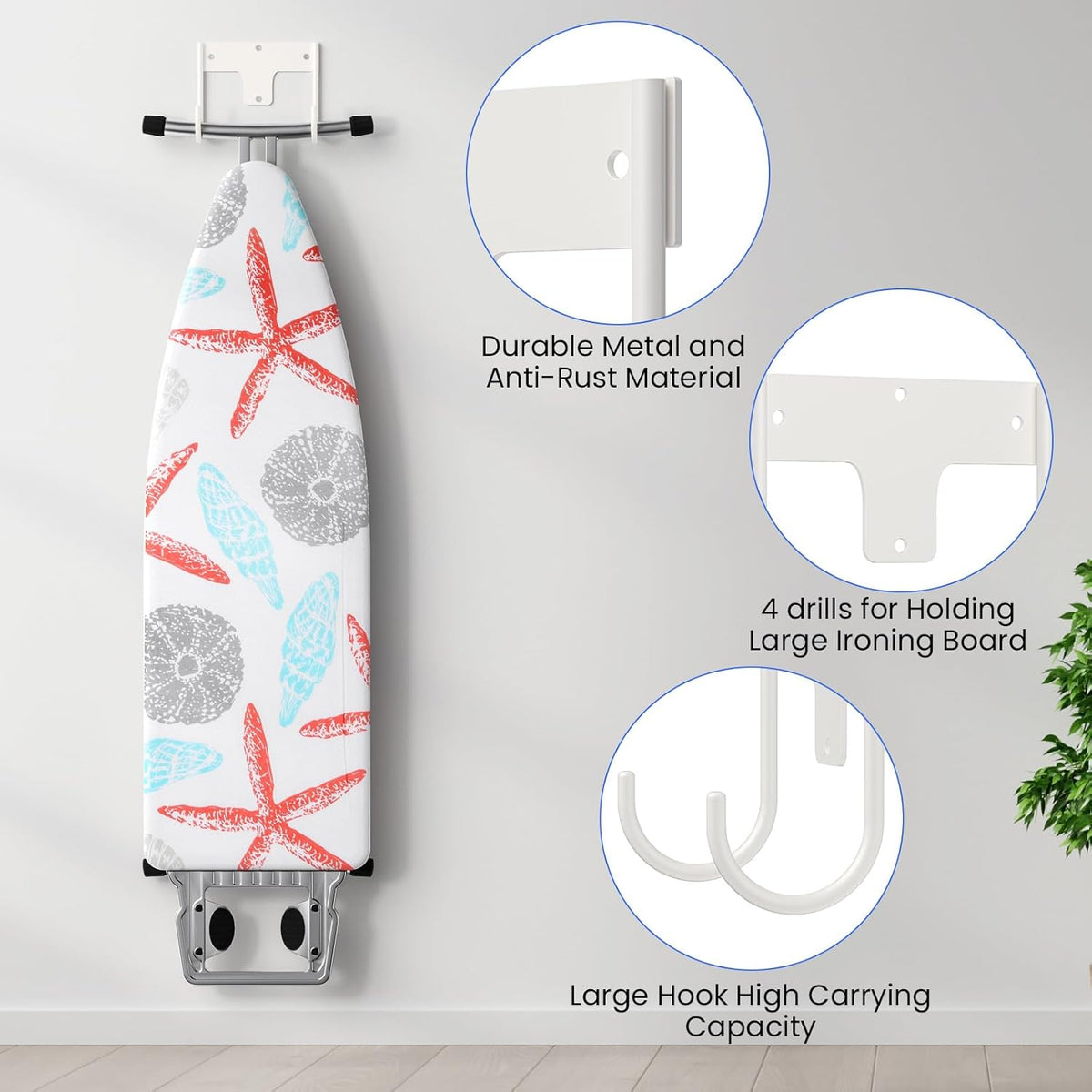 ORLESS Ironing Board Holder Wall Mount, Ironing Board Hanger, Ironing Board Holder, Iron Board Hook