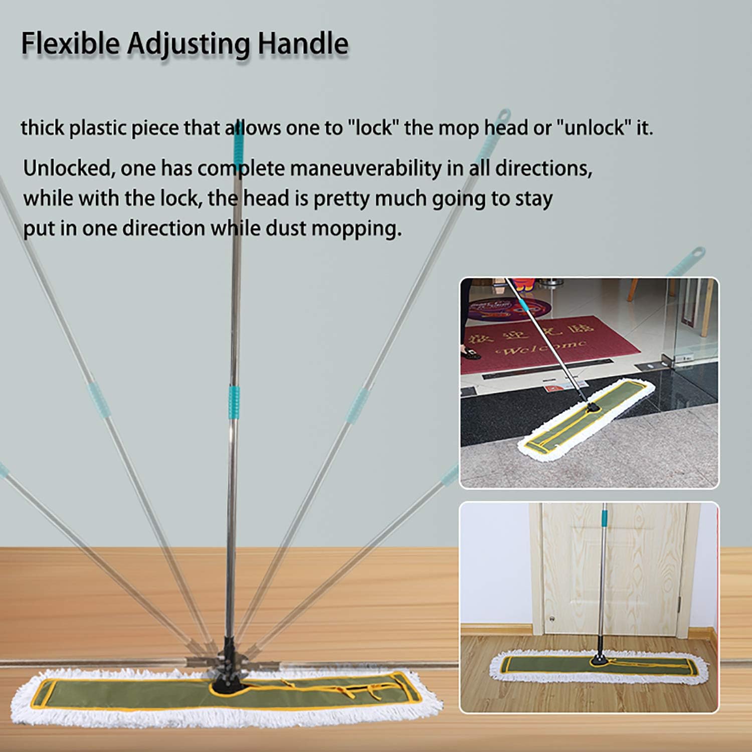 OFO 43inch Industrial Commercial Dust Mop 2 Sets // Heavy Duty Dust Mop // 63inch Length Stainless