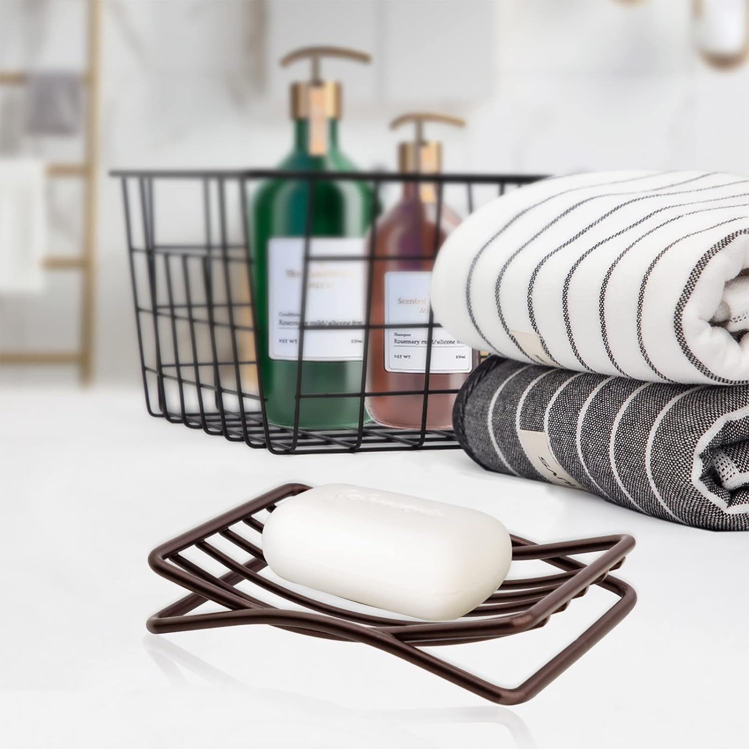 Soap Dish for Shower Bathroom Bar Soap Holder, Stainless Steel Self-draining Sponge Holder for