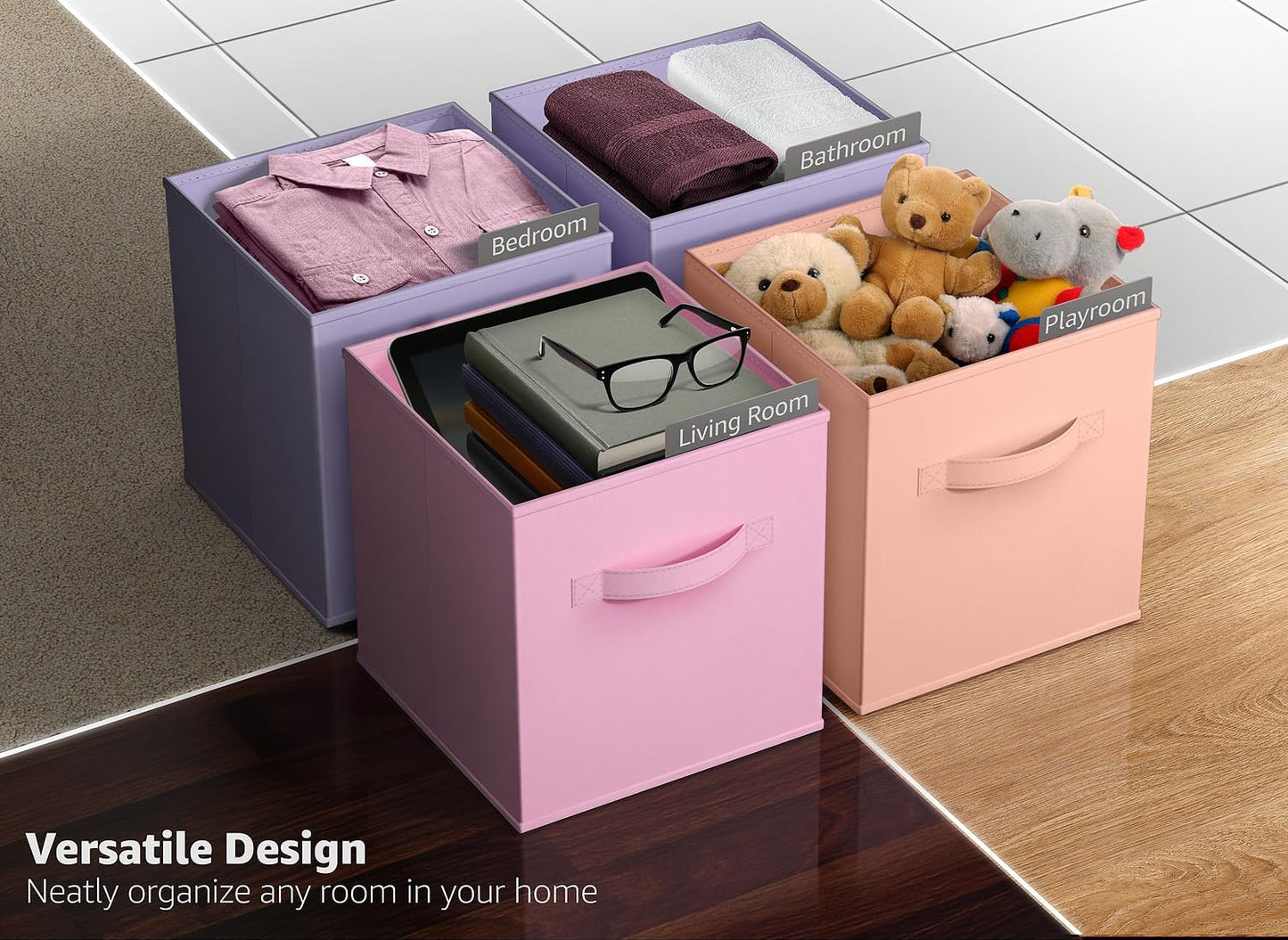 Sorbus Fabric Storage Cubes - 6 Foldable Storage Bins for Organizing Pantry, Cubbies, Toy Box