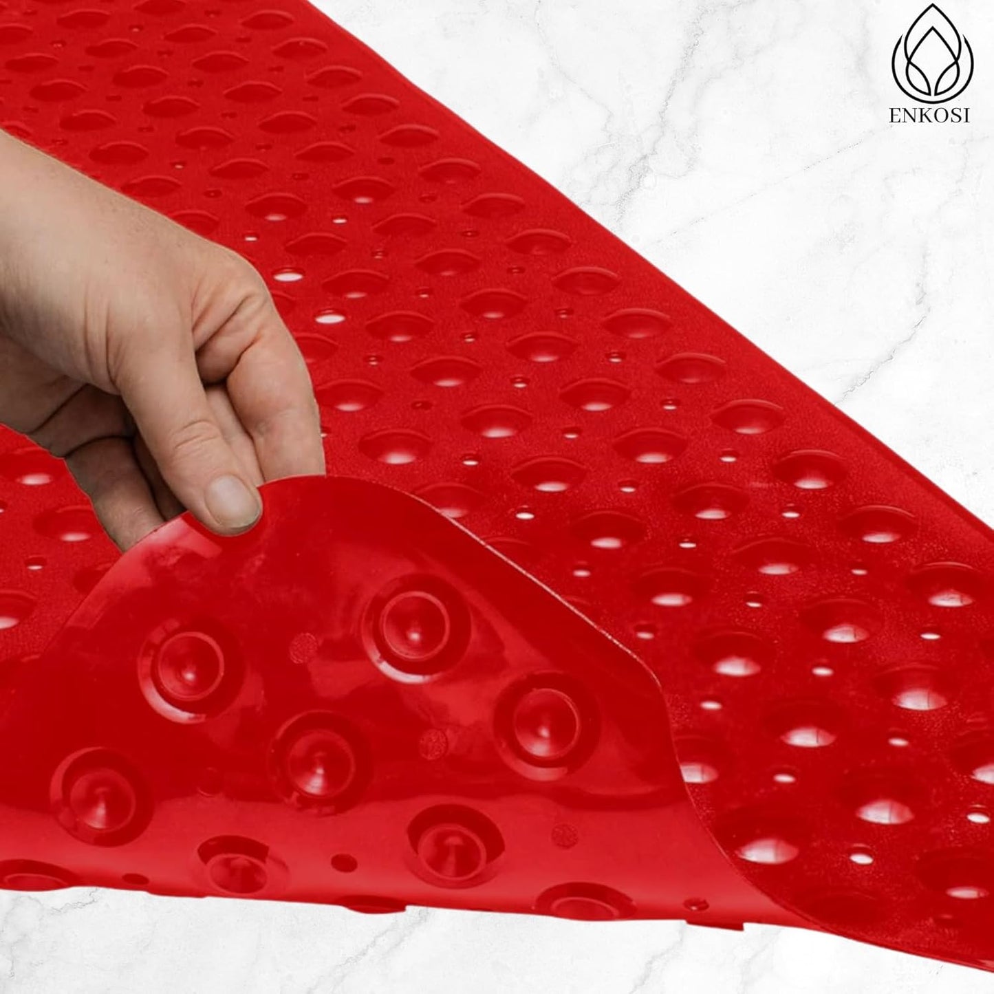 ENKOSI Non-Slip Bath Mat – Extra Long 40 x 16 Bathtub Shower Mat – Anti Slip Safe PVC Bathroom Tub