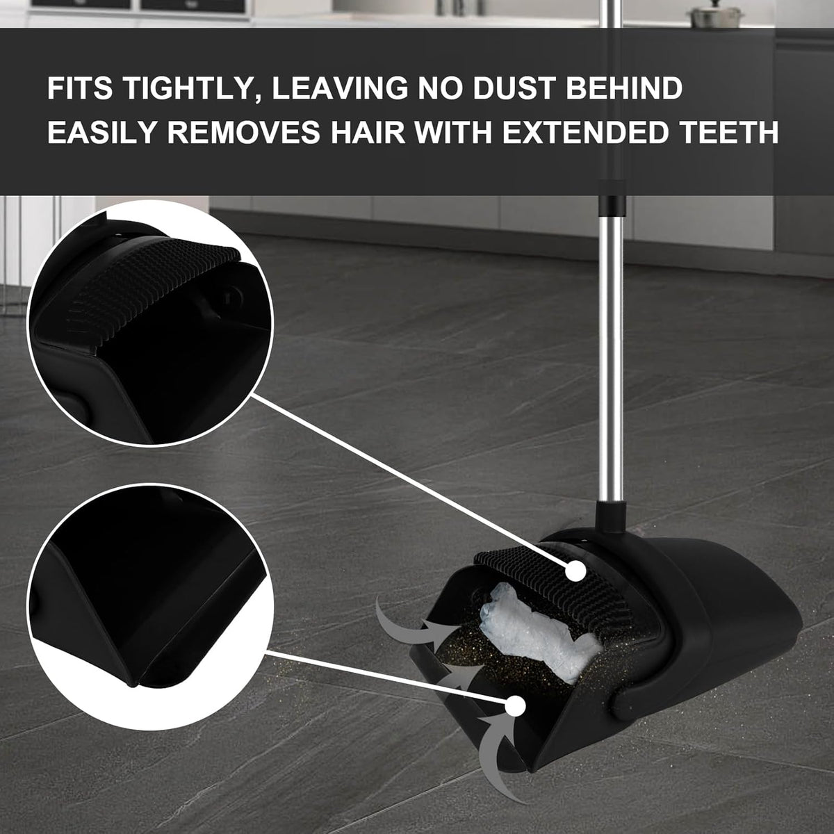 Broom and Dustpan Set, Household Broom with Dustpan Combo Set, 51" Long Handle, Dust Pan Set for