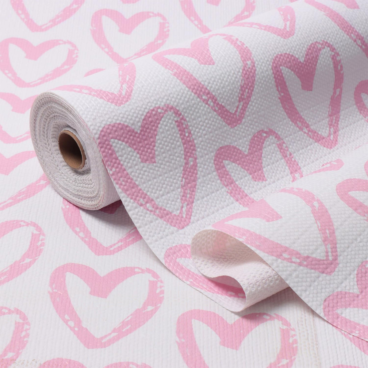 Pink Heart Drawer Liner for Cabinets, Shelf Liner Non-Adhesive and Strong Non-Slip Cabinet Drawer