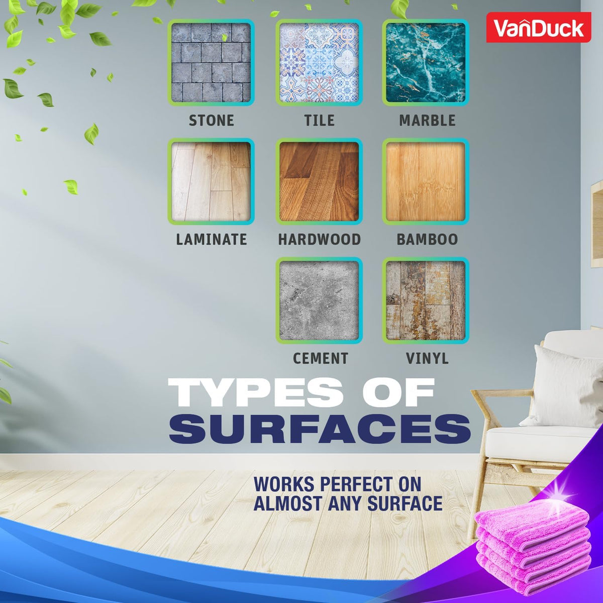 VanDuck Reusable Mop Pads Compatible with Swiffer PowerMop (6 Pack) - Multi-Surface Mopping Pad