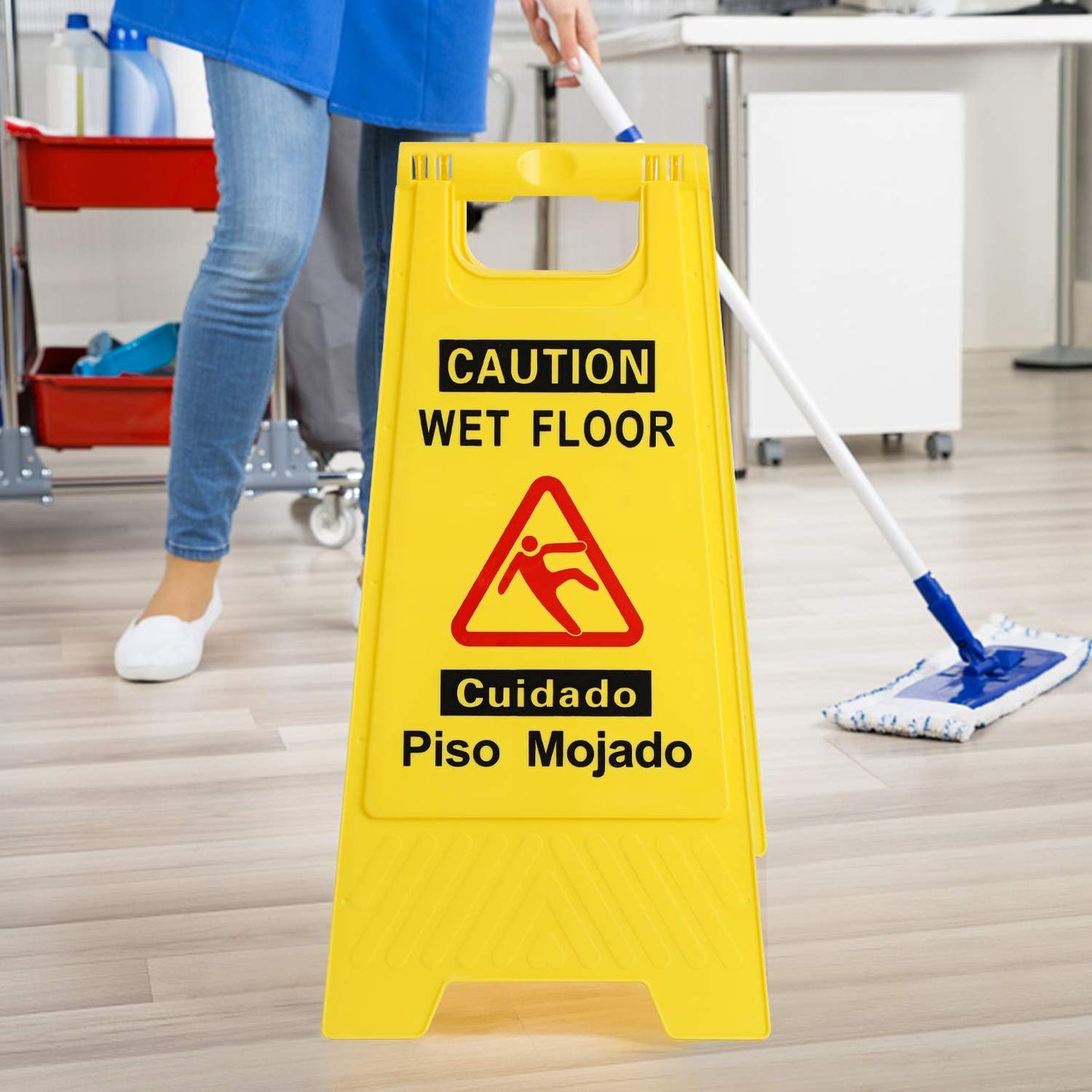 CERLMLAND wet floor signs 6 piece double-sided sign Widely used in various business environments.