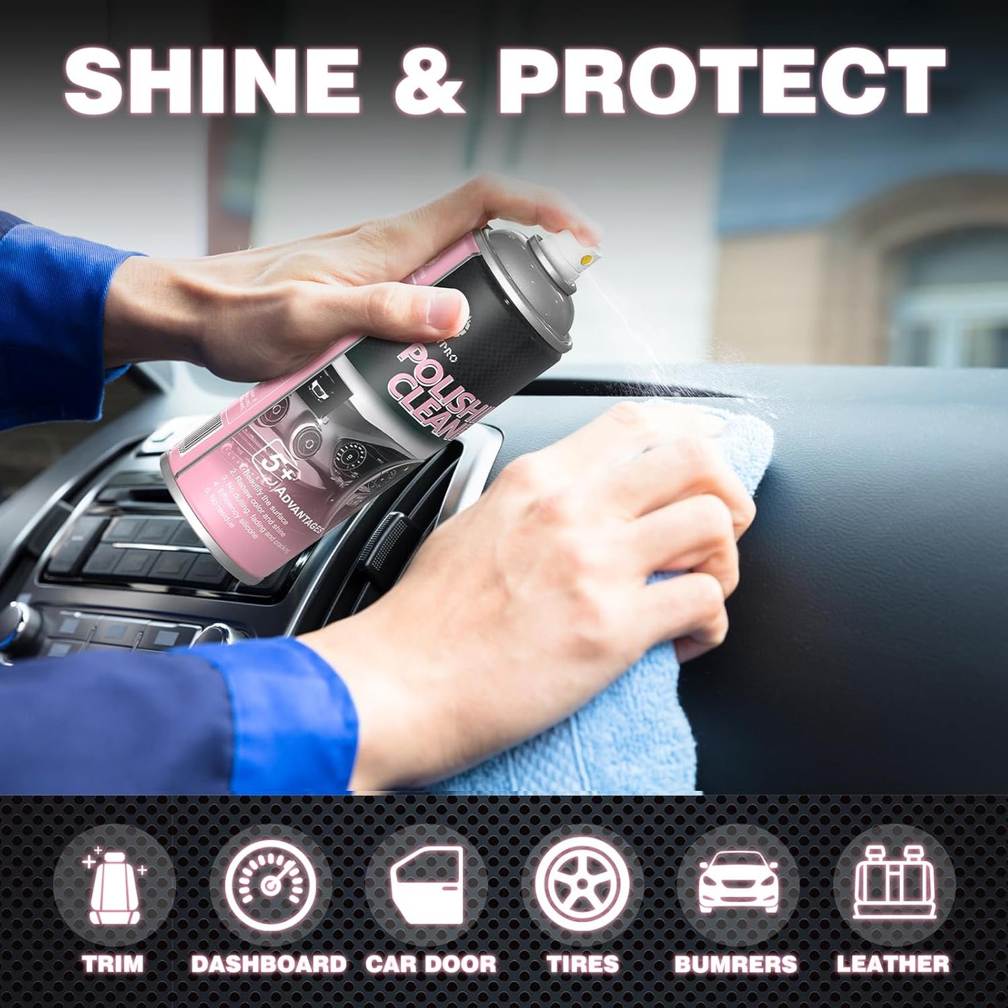 Car interior protectant Spray-Repels Dust & Staining,Restores & Protects Plastic, Vinyl, Leather