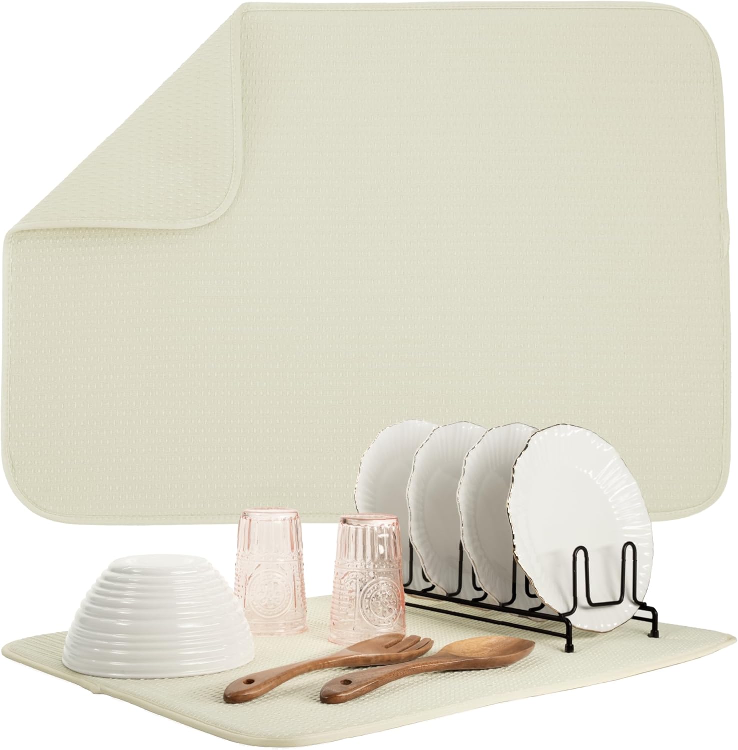 S&T INC. Dish Drying Mat XL, 18” x 24”, Absorbent Microfiber Kitchen Counter Mat, Drying Pad for