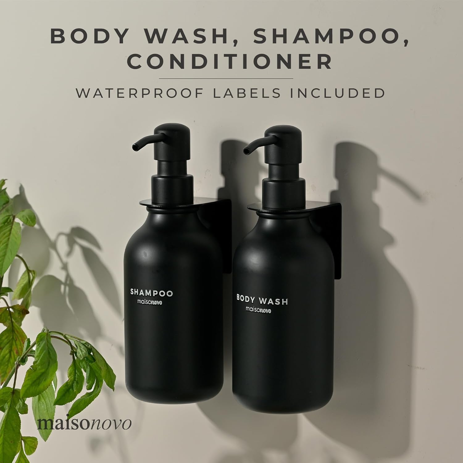 MaisoNovo Shampoo and Conditioner Dispenser - Shower Soap Dispenser Wall Mounted - 16.9 fl oz Set