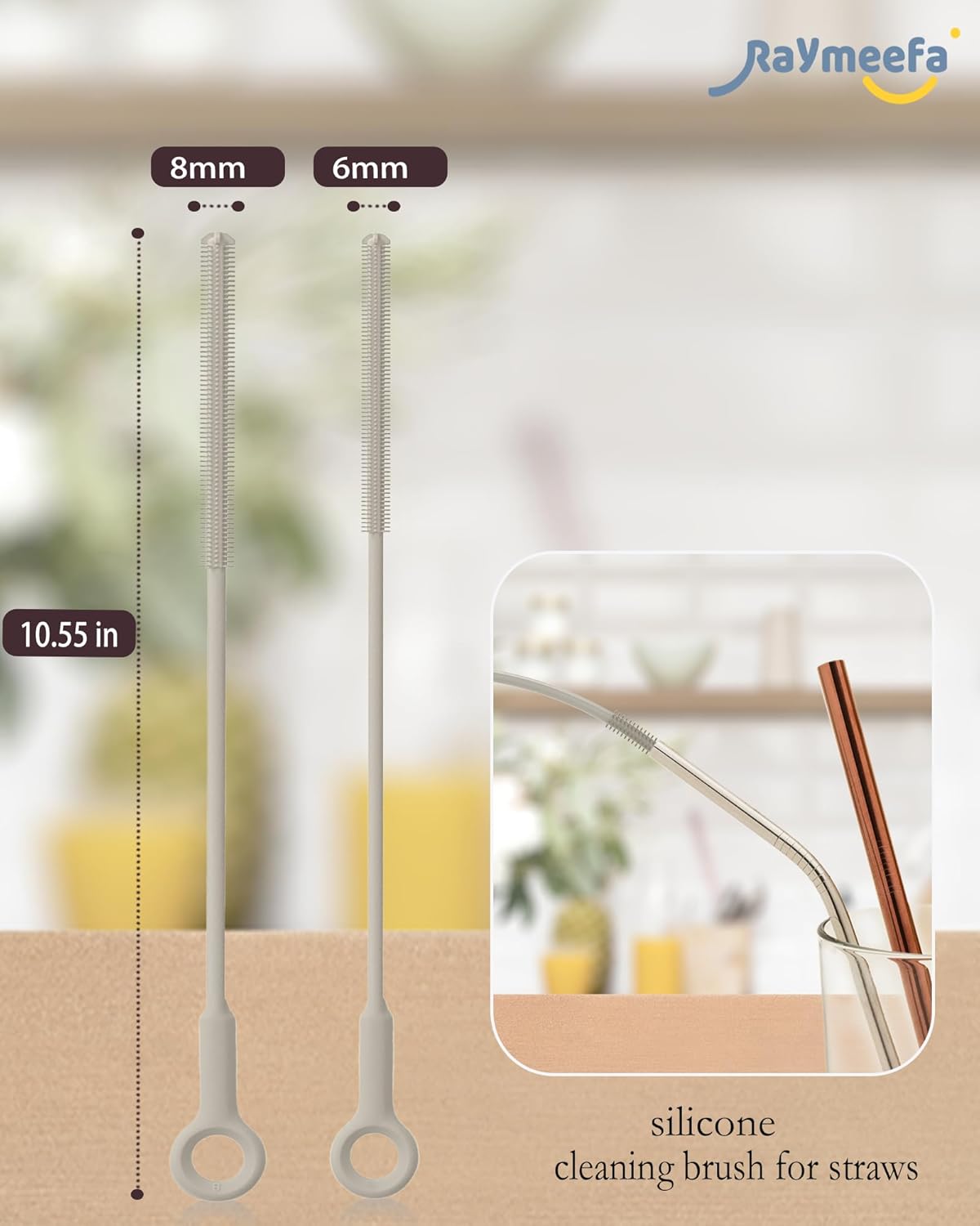 Extra Long Straw Cleaner Brush,Reusable and Soft Silicone Straw Cleaning Brush to Clean