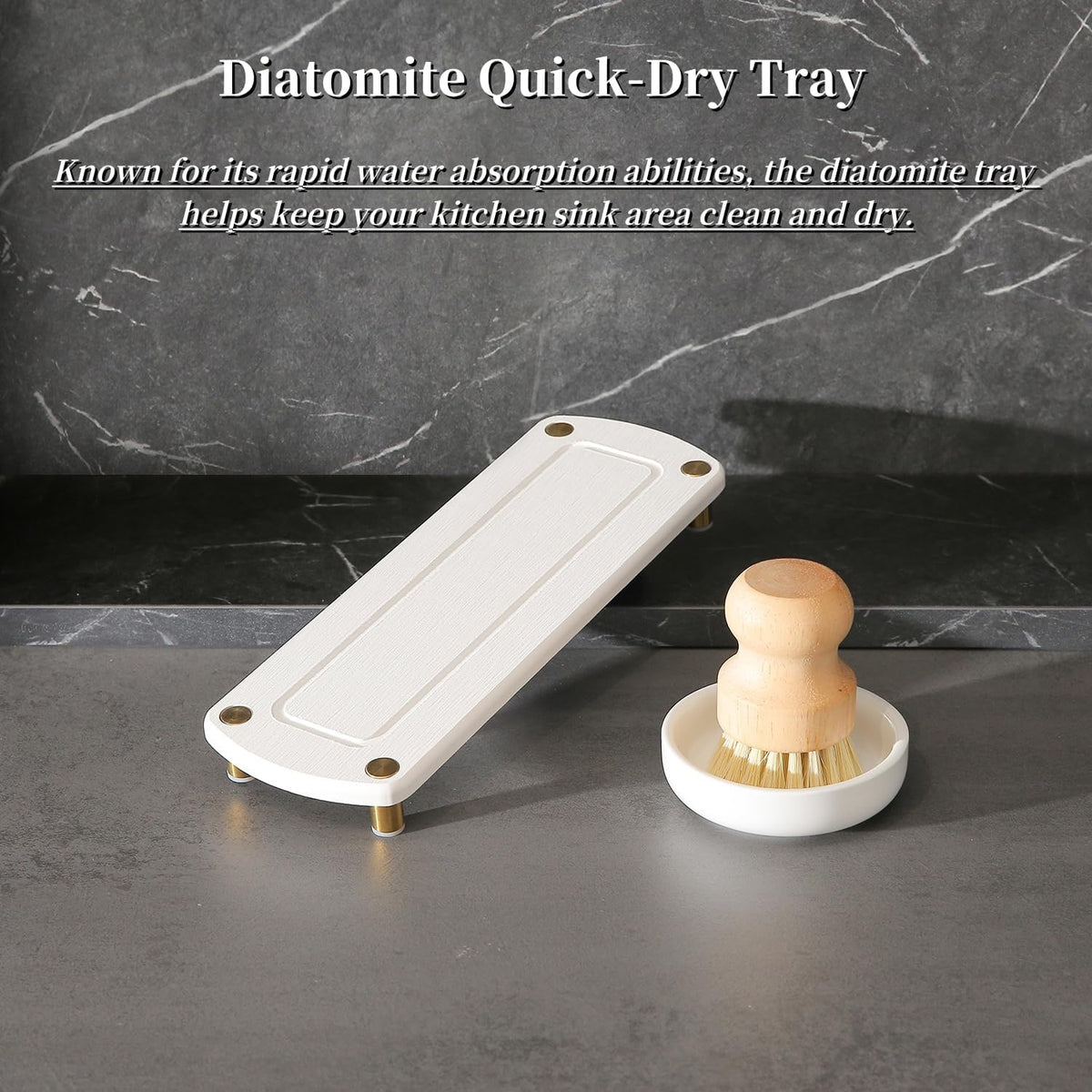 MOMEEMO Gold Soap Dispenser Set Comes with Stainless Steel Pumps, Instant Dry Tray, and Dish Scrub