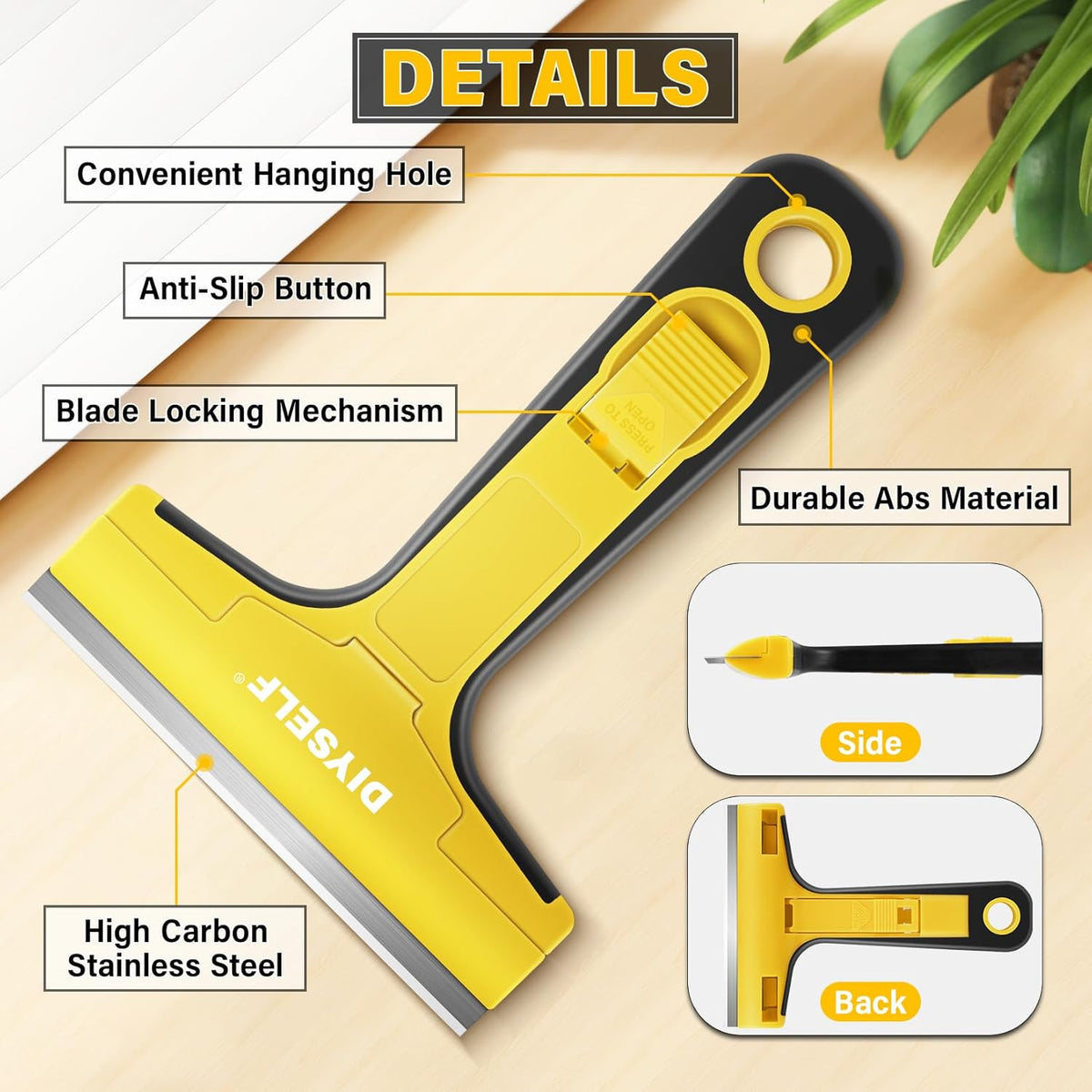 DIYSELF 1 Pack Razor Blade Scraper with 10 Extra Razor Blades, Scraper Tool, Glass Scraper for