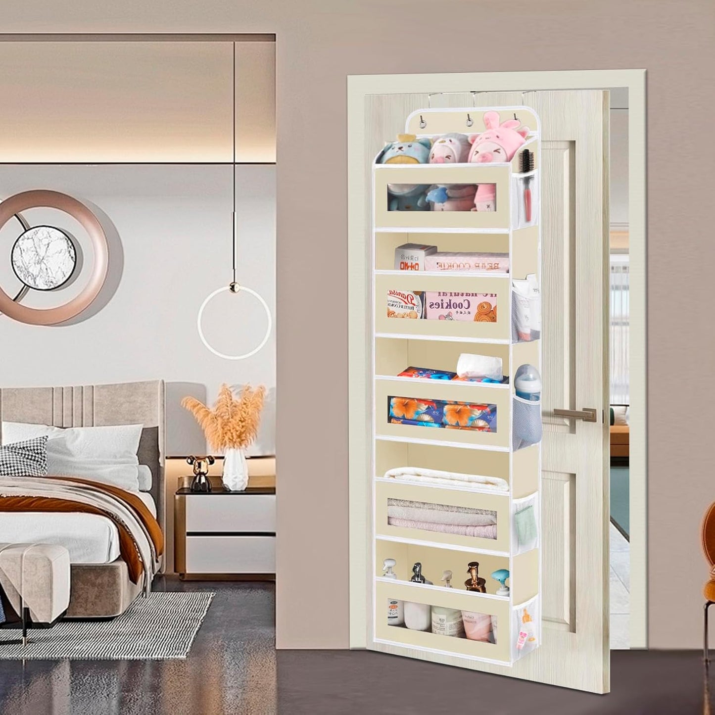 Over The Door Organizer, 5 Shelves Closet Door Hanging Organizer with 10 Mesh Pockets, Nursery