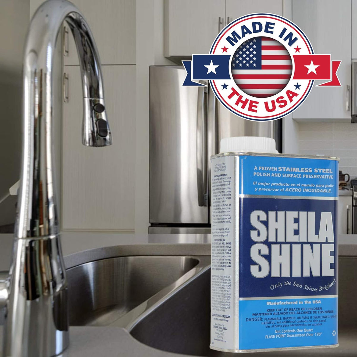Sheila Shine 1 Quart Can Stainless Steel Cleaner and Polish, Protects Household Kitchen Surfaces