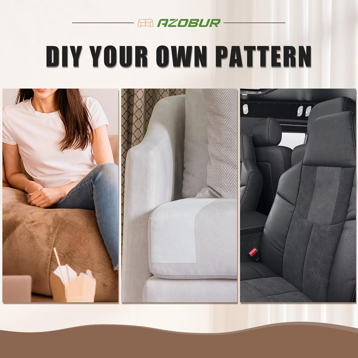 Azobur Couch Patches, Extra-Large Durable Fabric Tape, Ideal for Automotive Upholstery Repair