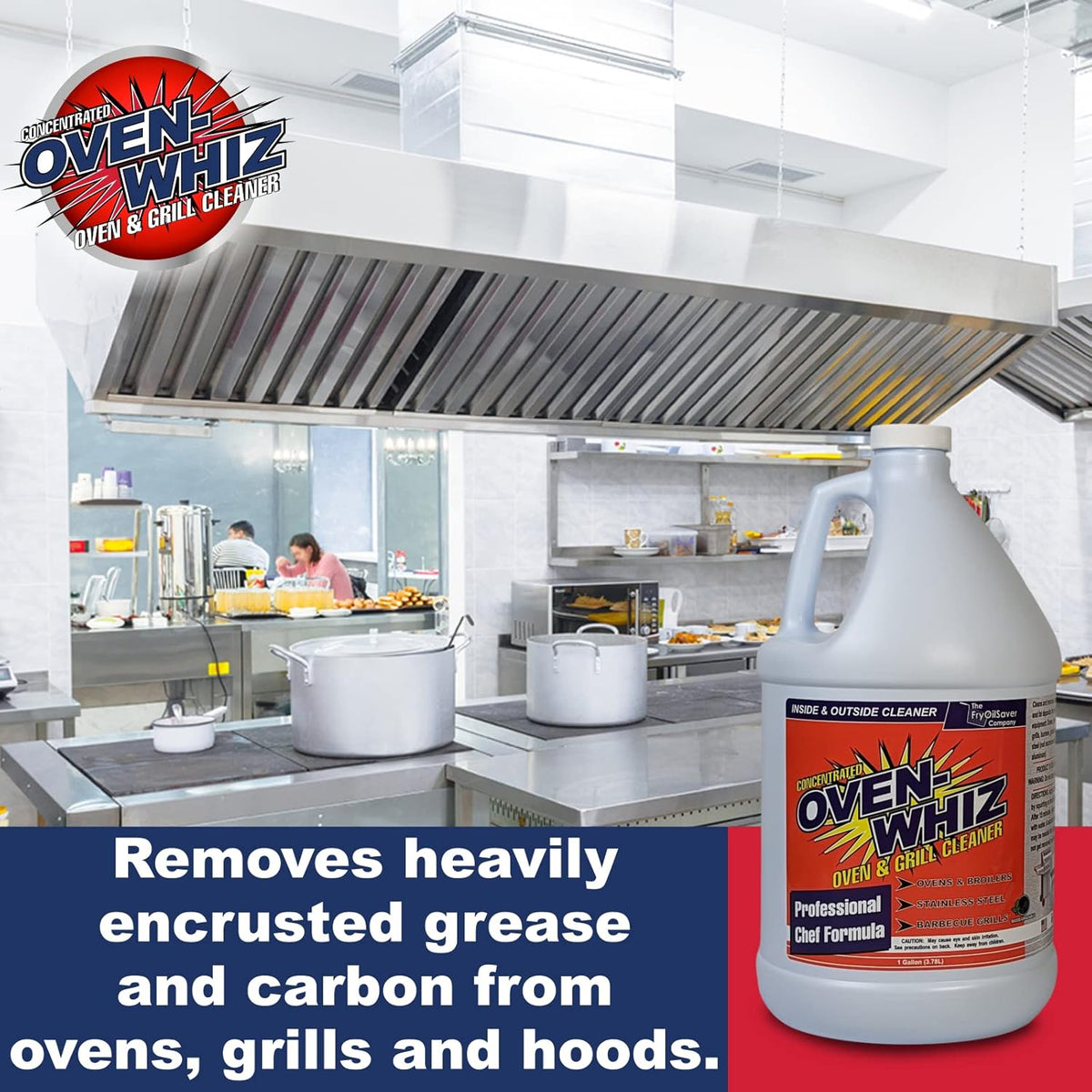 1 Gallon (128 Oz.) Oven-Whiz Oven & Grill Cleaner by FryOilSaver Co., Removes Tough Stains, Carbon