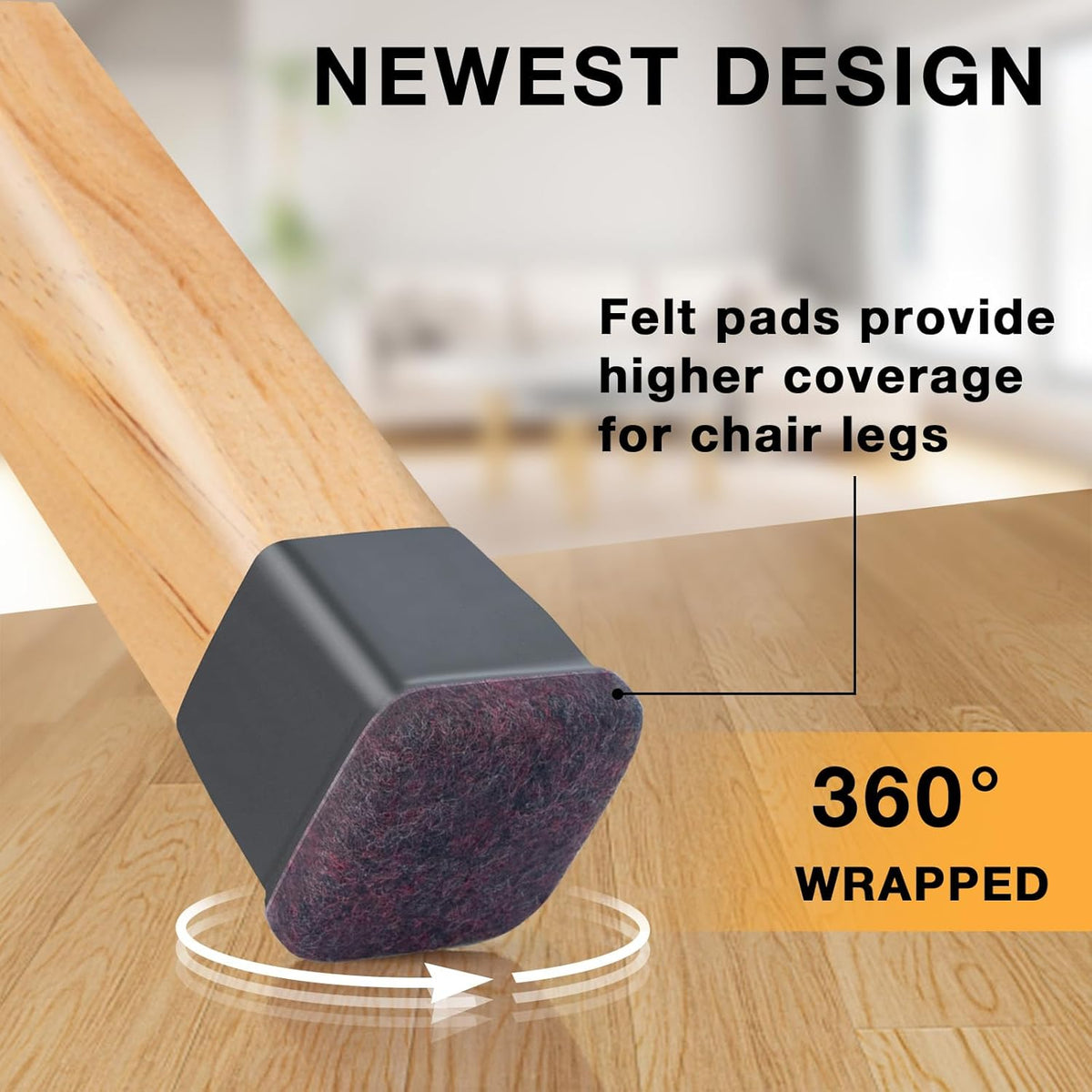 16 Pcs Chair Leg Floor Protectors Square, Silicone Chair Leg Protectors for Hardwood Floors, Chair