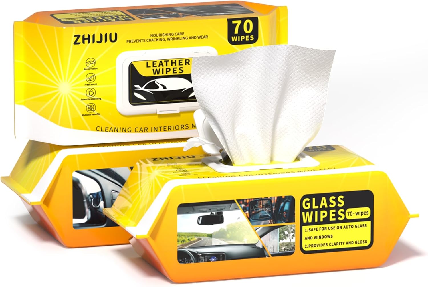 Car Wipes Extra Large 8" x 8" Car Interior Cleaning Wipes Leather Wipes For Car Car Glass Wipes