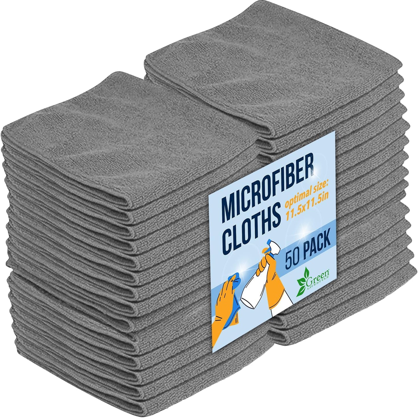 GREEN LIFESTYLE Chamois Cloth, Microfiber Cleaning Cloth 50 Pack, Borderless Towels Cleaning, Car