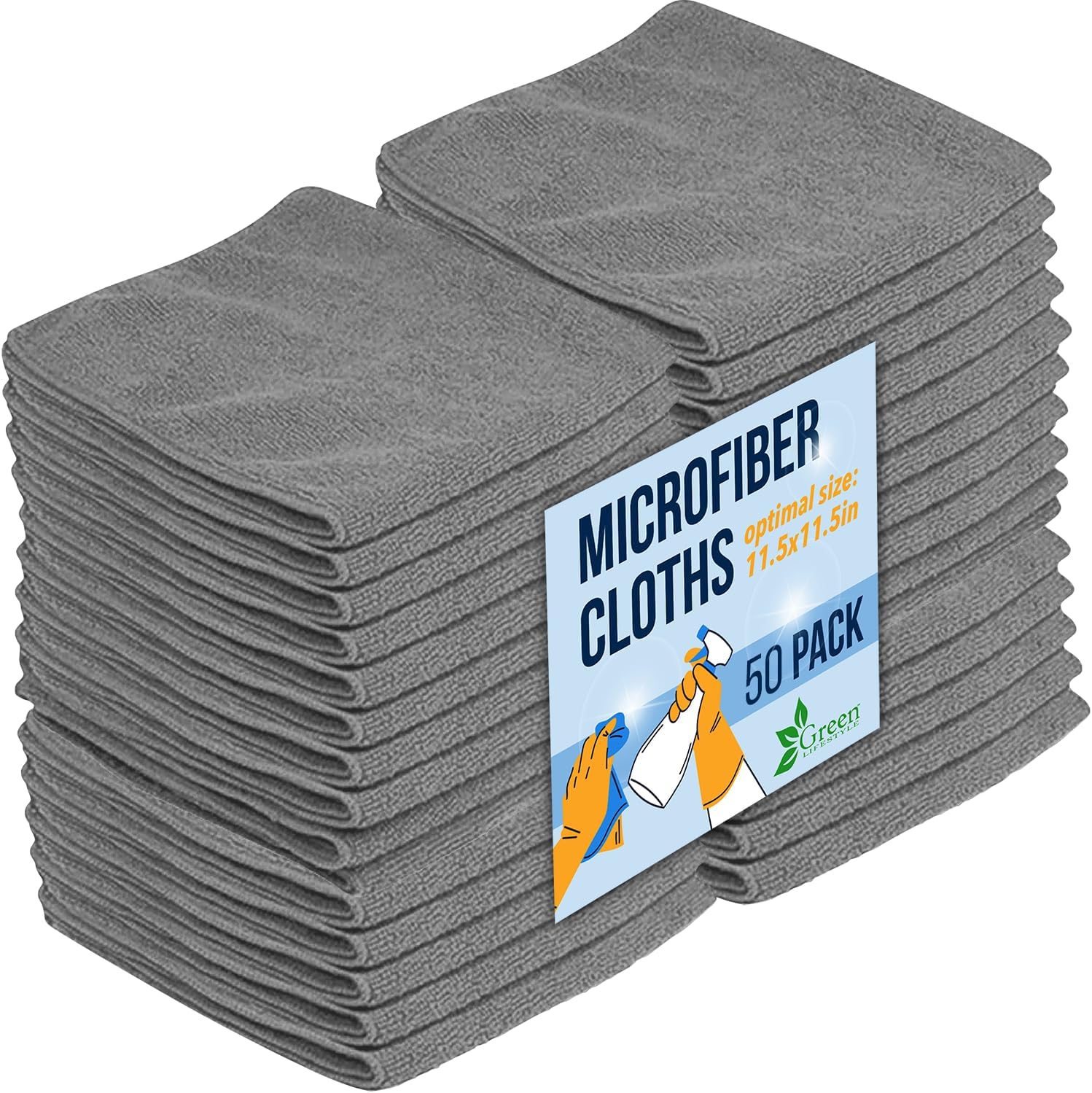 GREEN LIFESTYLE Chamois Cloth, Microfiber Cleaning Cloth 50 Pack, Borderless Towels Cleaning, Car