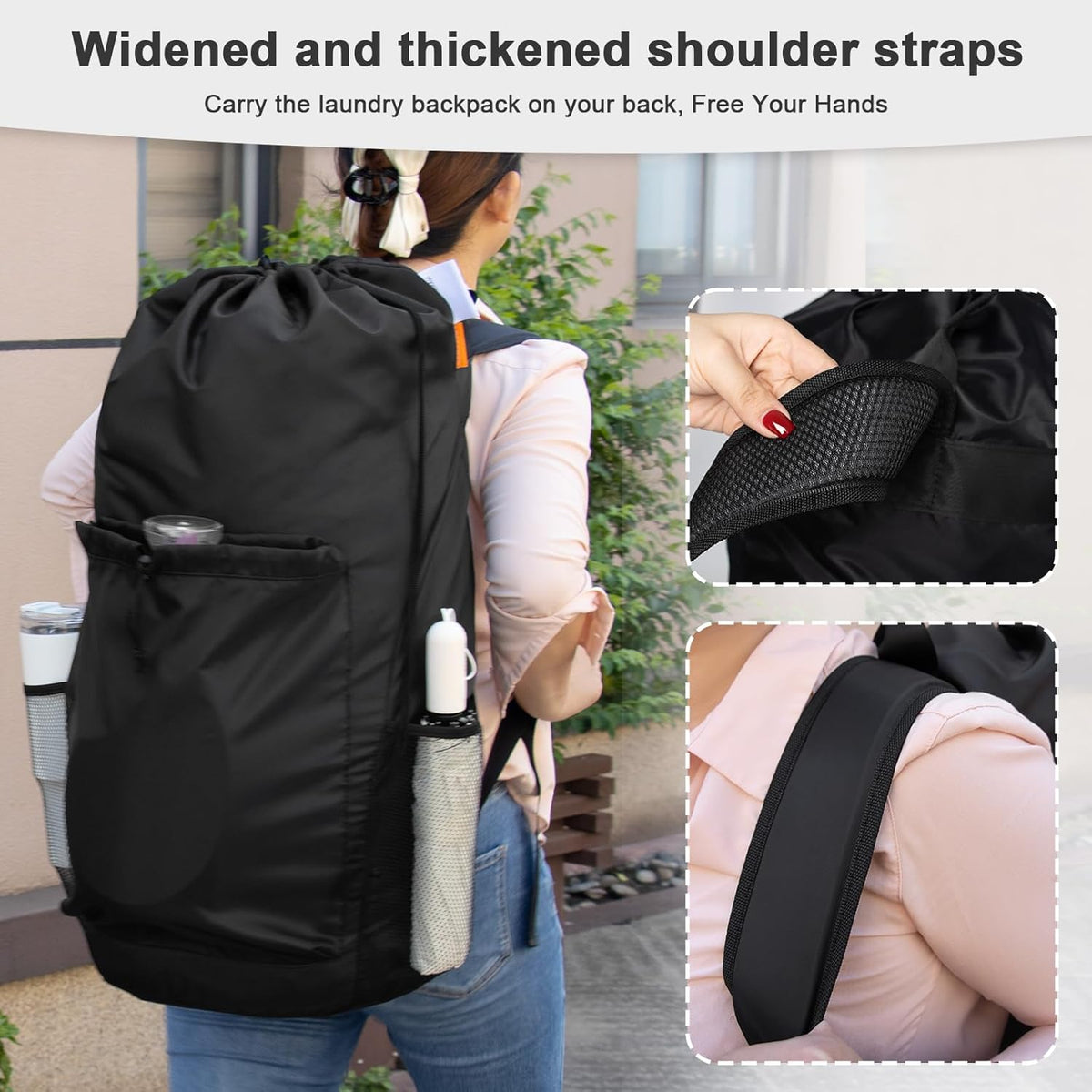 Polecasa Extra Heavy Duty Large Backpack Laundry Bag with Comfortable Padded Shoulder Straps & 4