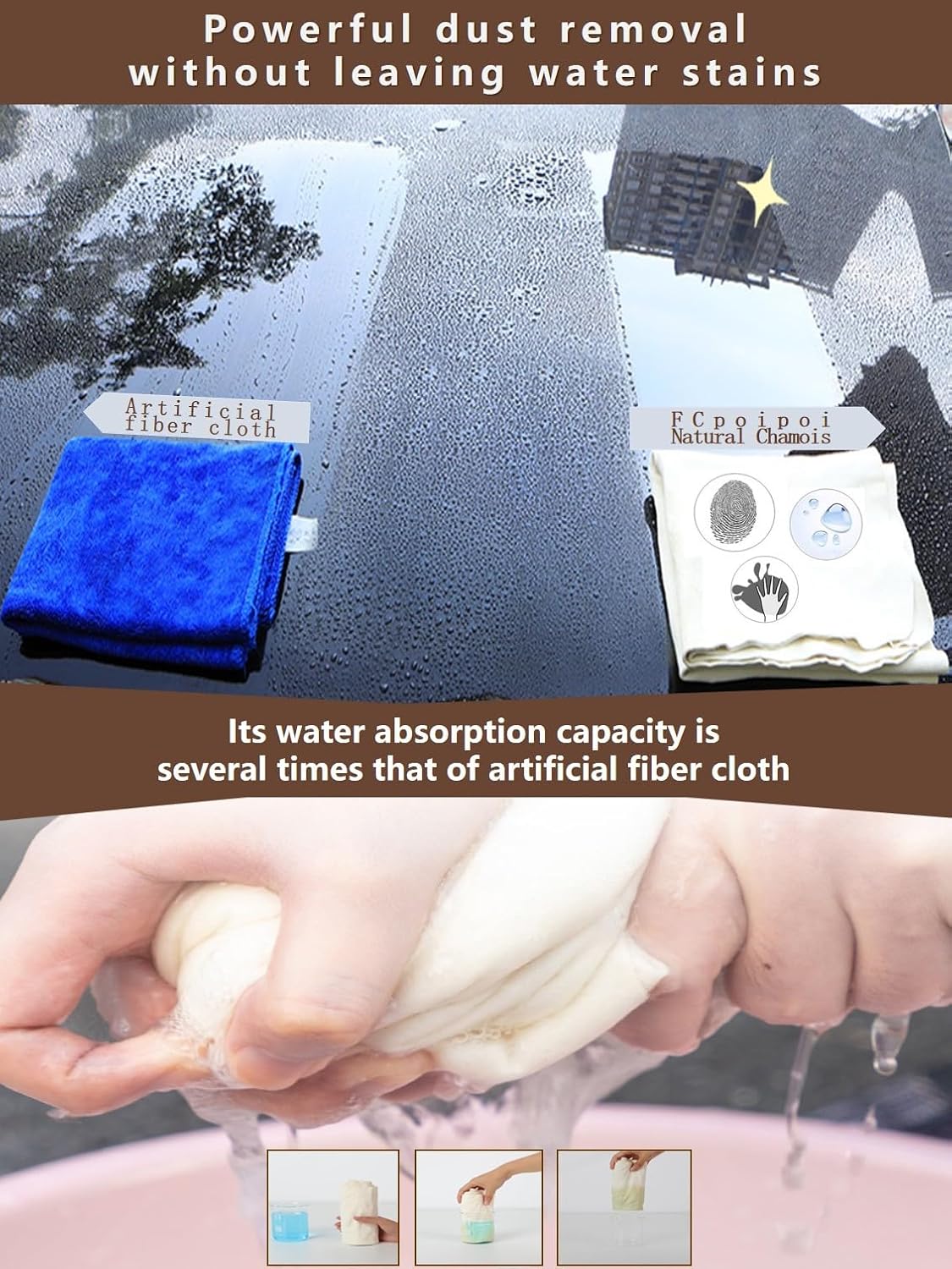 Eyeglass Cleaning Cloth Natural Chamois Leather Camera Lens Cleaning Cloths，Premium Cloth，Safe and