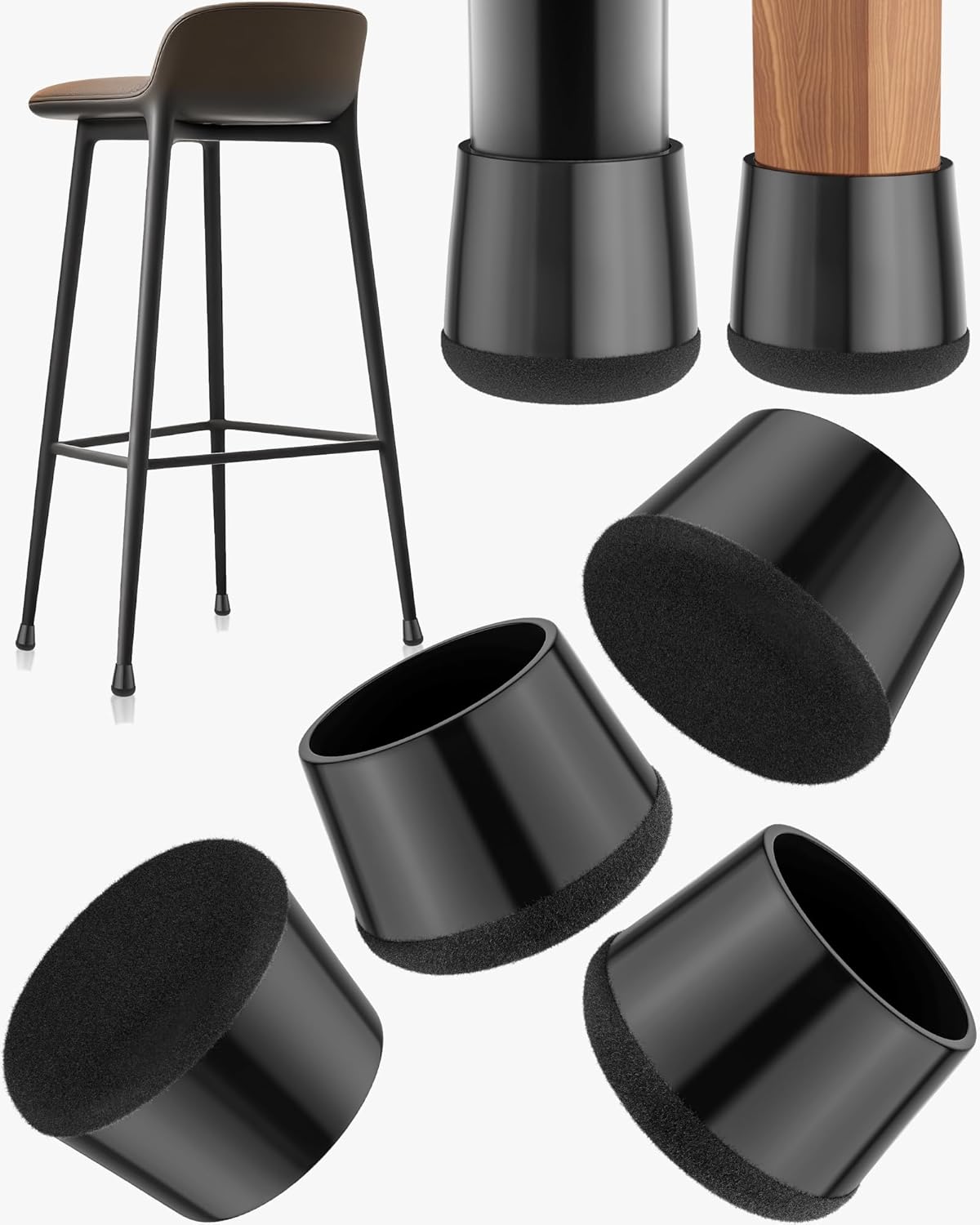 24-Pack Silicone Chair Leg Floor Protectors for Hardwood Floors -Felt Furniture Pads, Rubber Chair