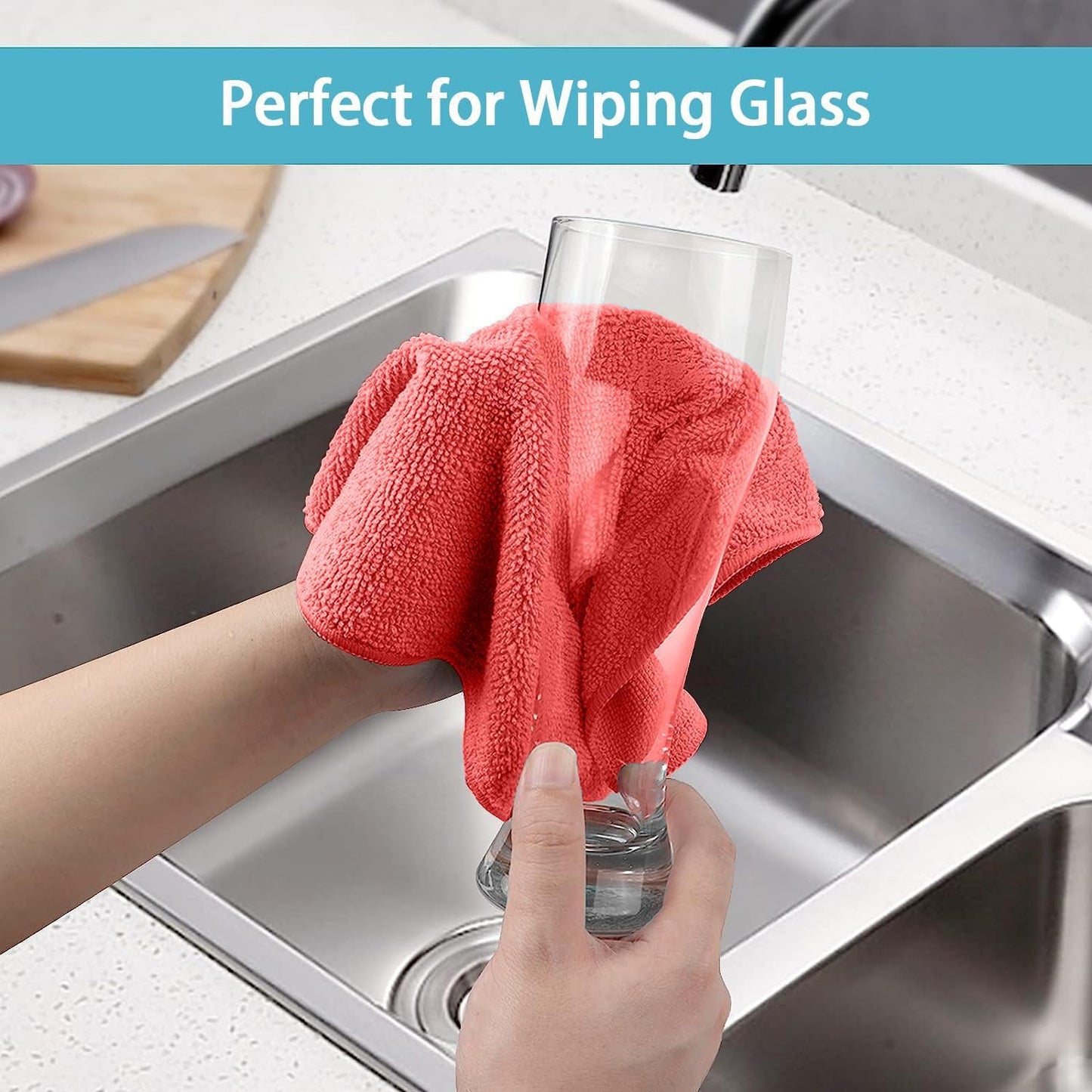 HOMEXCEL Red Microfiber Cleaning Cloth, 100 Pack Cleaning Towels for Kitchen, Lint Free