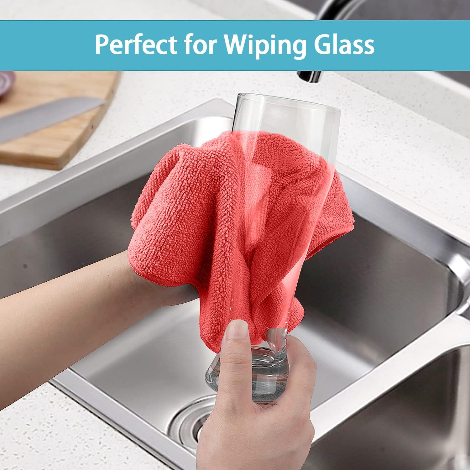 HOMEXCEL Red Microfiber Cleaning Cloth, 100 Pack Cleaning Towels for Kitchen, Lint Free