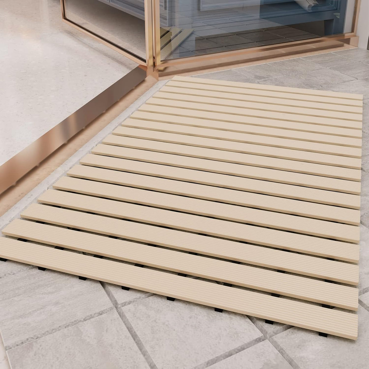 PADOOR Shower-Mat Non Slip, Heavy Duty Bathtub-Mat Curlable Quick Drain Sturdy Bath Tub Mat Without