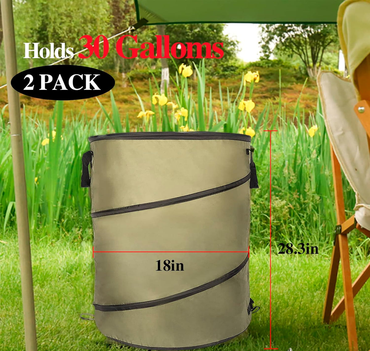 Collapsible Lawn and Leaf Bag Pop-Up Trash Can/Recycle Bin Leaf Waste Bag Outdoor Leaf Bin, 30