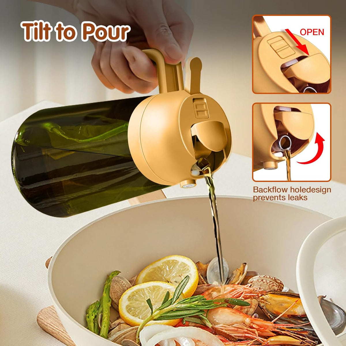 YARRAMATE 16oz/470ml Light-Blocking Dark Oil Sprayer for Cooking, 2 in 1 Olive Oil Dispenser Bottle
