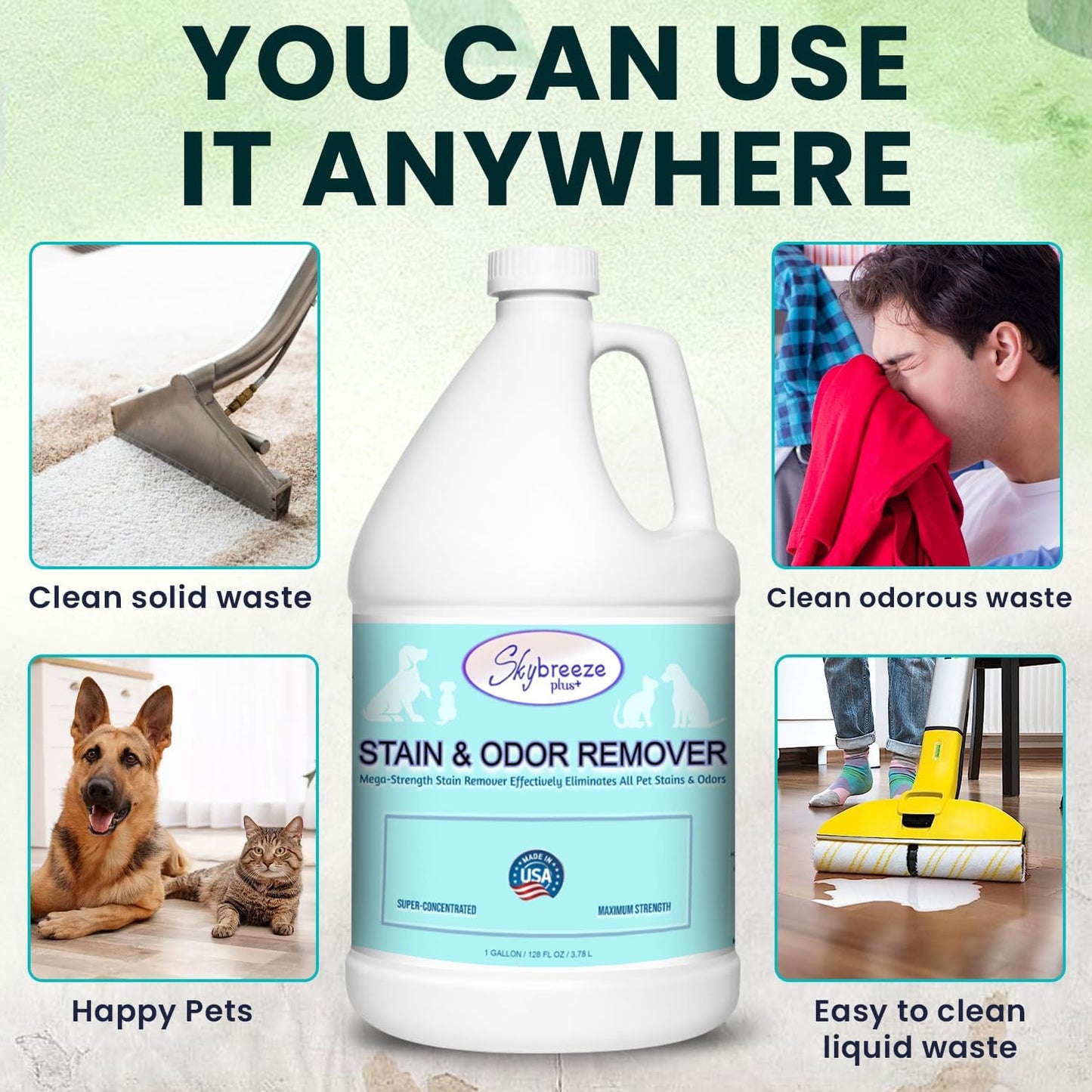 Pet Stain Odor eliminator - Super-concentrated Enzyme cleaner - Sky breeze plus - Extra Strong Odor