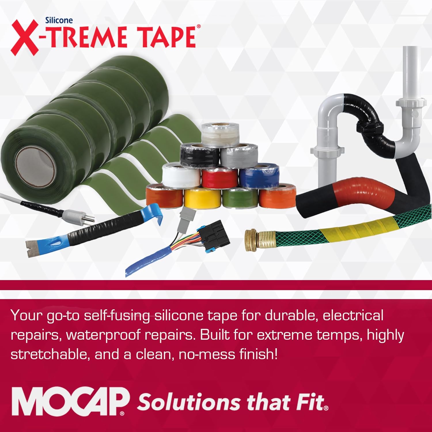 X-Treme Tape MOCAP Heavy Duty Electrical Tape, Self-Fusing Silicone Rubber, Waterproof & Insulating