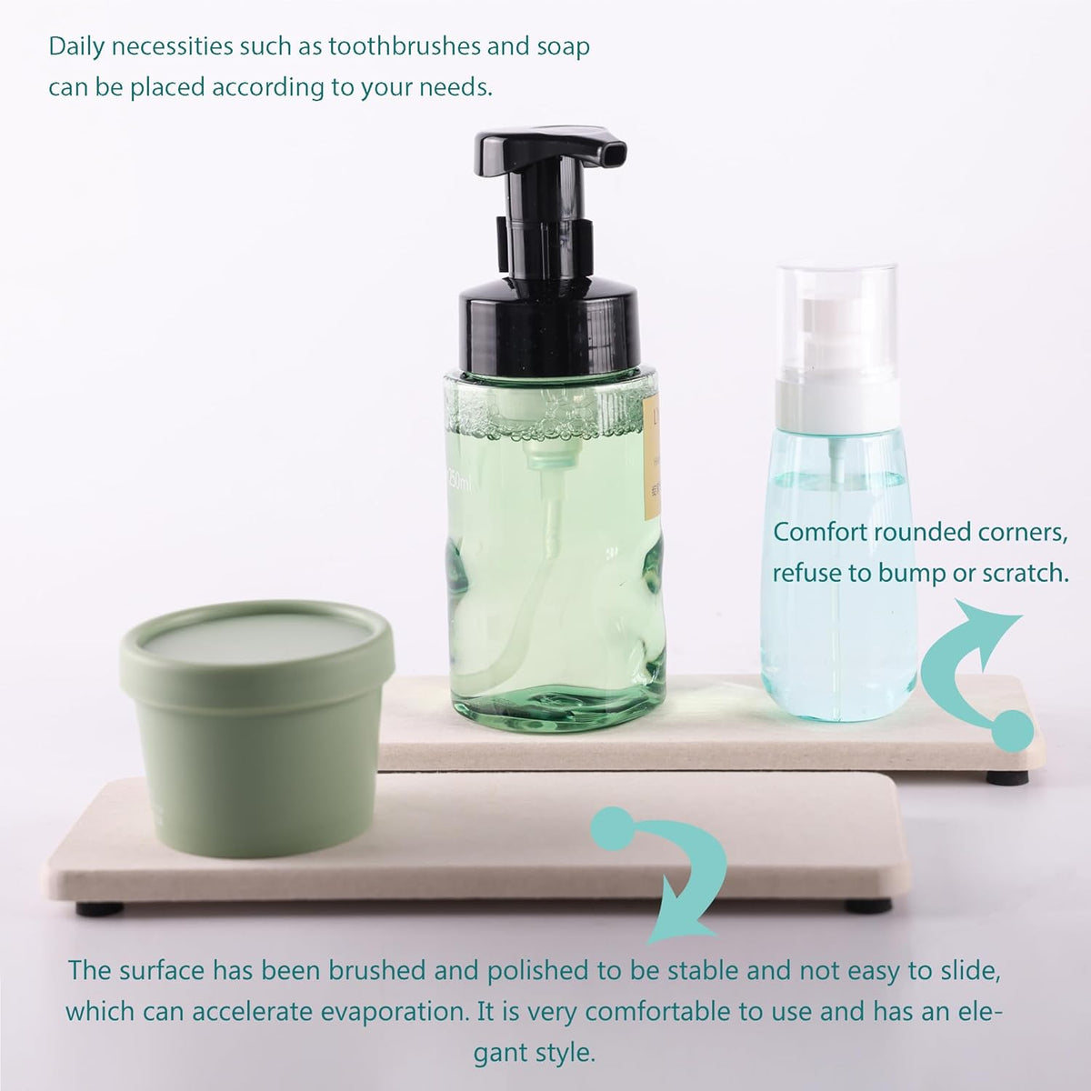 2 Pcs Water Absorbing Stone Trays, Kitchen/Bathroom Sink Soap Dish, Diatomite Tray Used for Hand