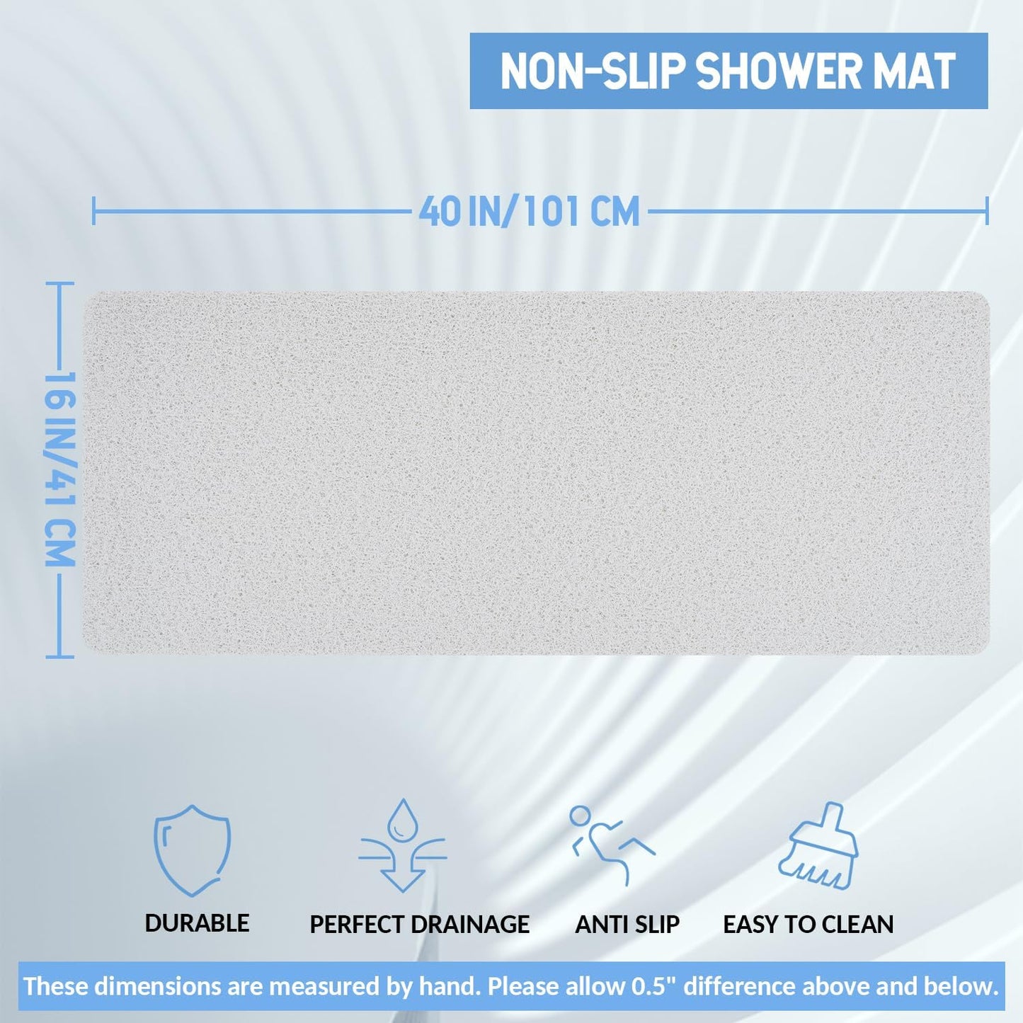 Non-Slip Bathtub Mat, Anti Slip Shower Mat, Fast Drying Bathtub Mats, Foot Scrubber Mat, Anti Slip