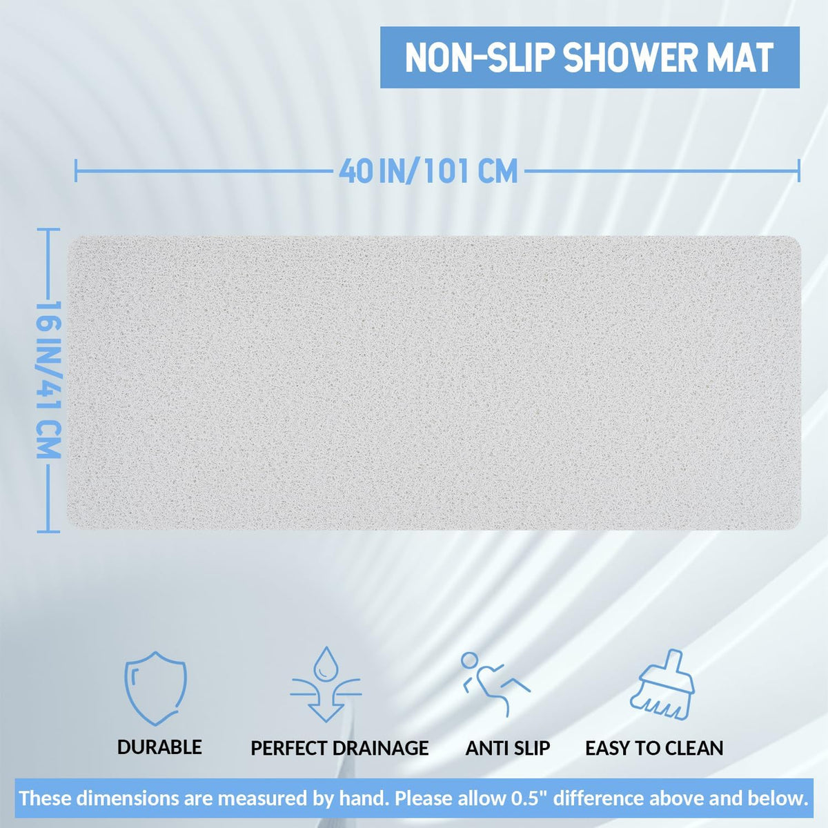 Non-Slip Bathtub Mat, Anti Slip Shower Mat, Fast Drying Bathtub Mats, Foot Scrubber Mat, Anti Slip