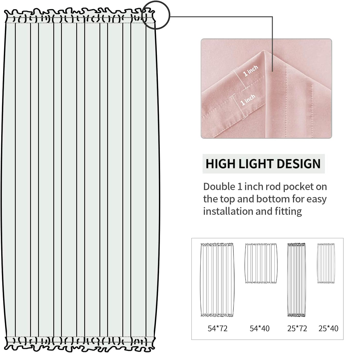 DWCN French Door Curtains – Rod Pocket Thermal Blackout Curtain for Doors with Glass Window