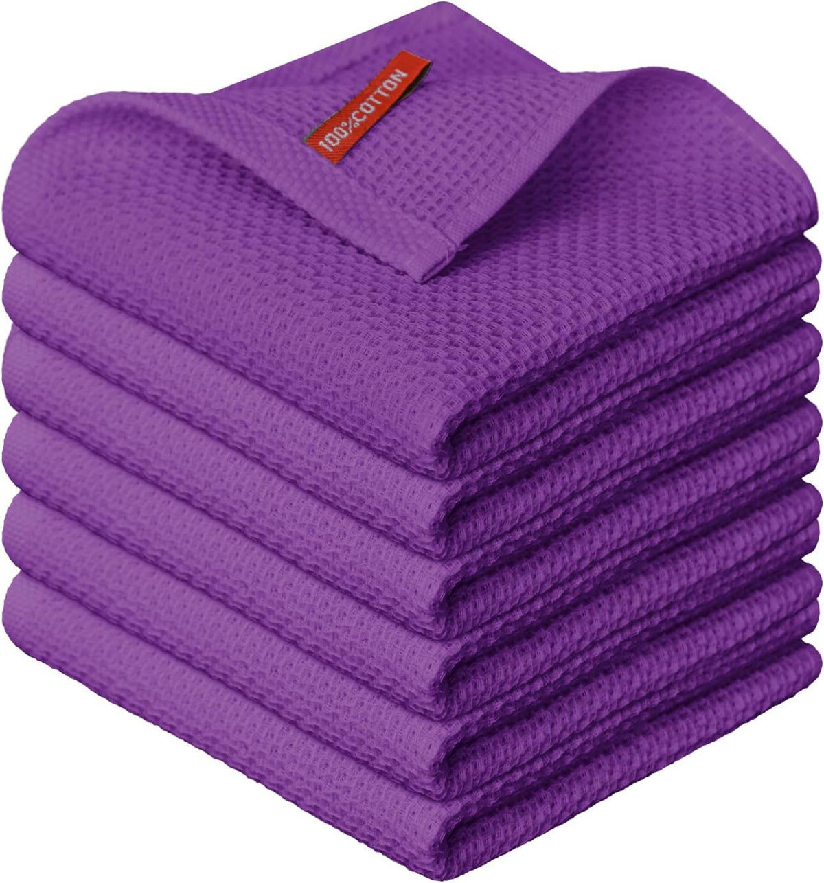 Artoid Mode 100% Cotton Purple Waffle Weave Kitchen Dish Cloths, 12x12 Inch Ultra Soft Absorbent